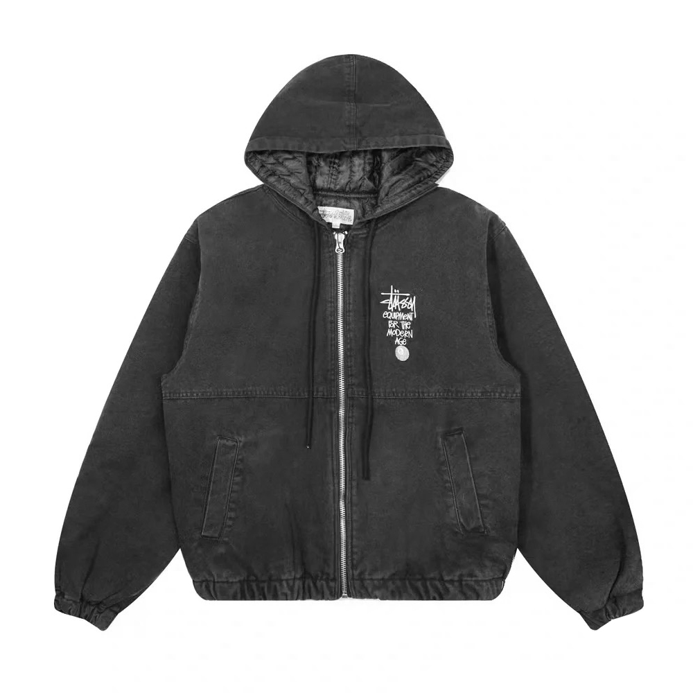 NIGO Stussy Men's Spring and Autumn Solid Color Logo Embroidery Zipper Hooded Jacket #nigo98534