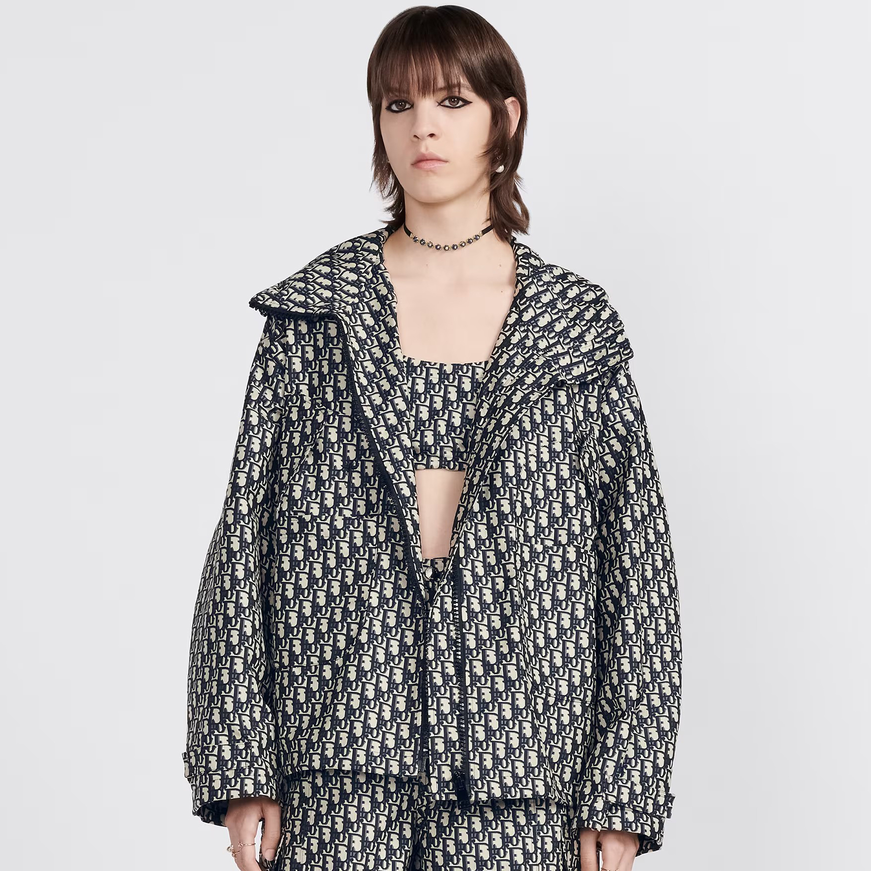 NIGO Dior Men's And Women's Spring and Autumn Logo Full Print Pattern Bee Embroidery Hooded Zipper Long Sleeve Jacket #nigo98539