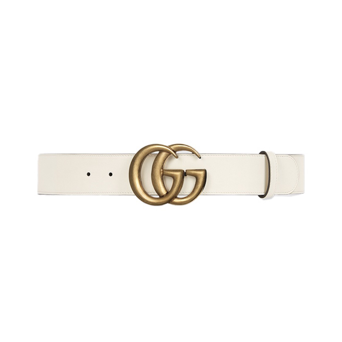 NIGO Gucci Men's and Women's Gold Double G Buckle White Leather Belts Width 4cm #nigo98557