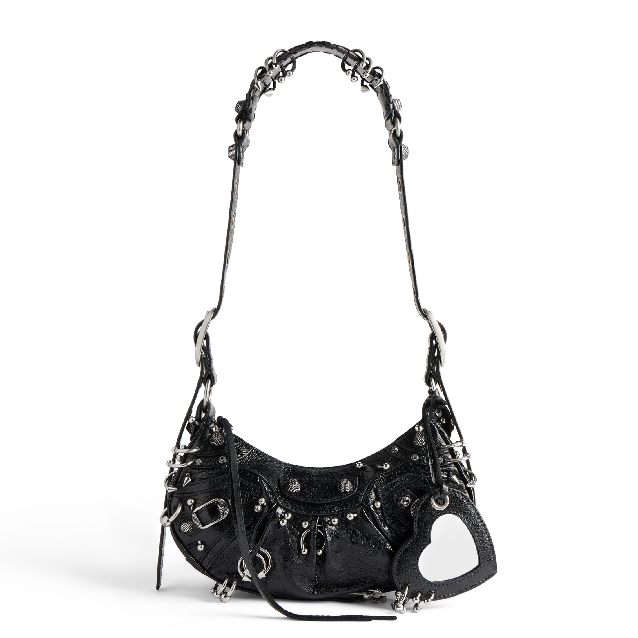 NIGO Balenciaga Women's Black Le Cagole XS Perforated Half Moon Underarm Bag Tote Casual Shoulder Bag 671309210G81000 Ngvp #nigo7915