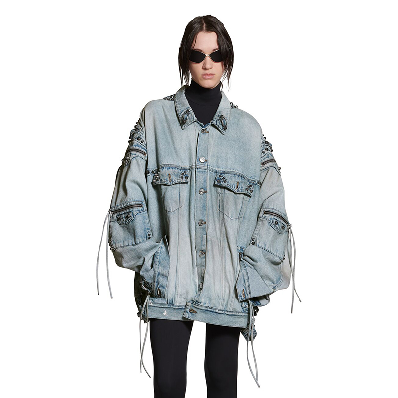 NIGO Balenciaga Men's Women's Spring and Autumn High Street Metal Button Two Color Vintage Gradient Washed Loose Cowboy Collar Button Jacket Ngvp #nigo7879