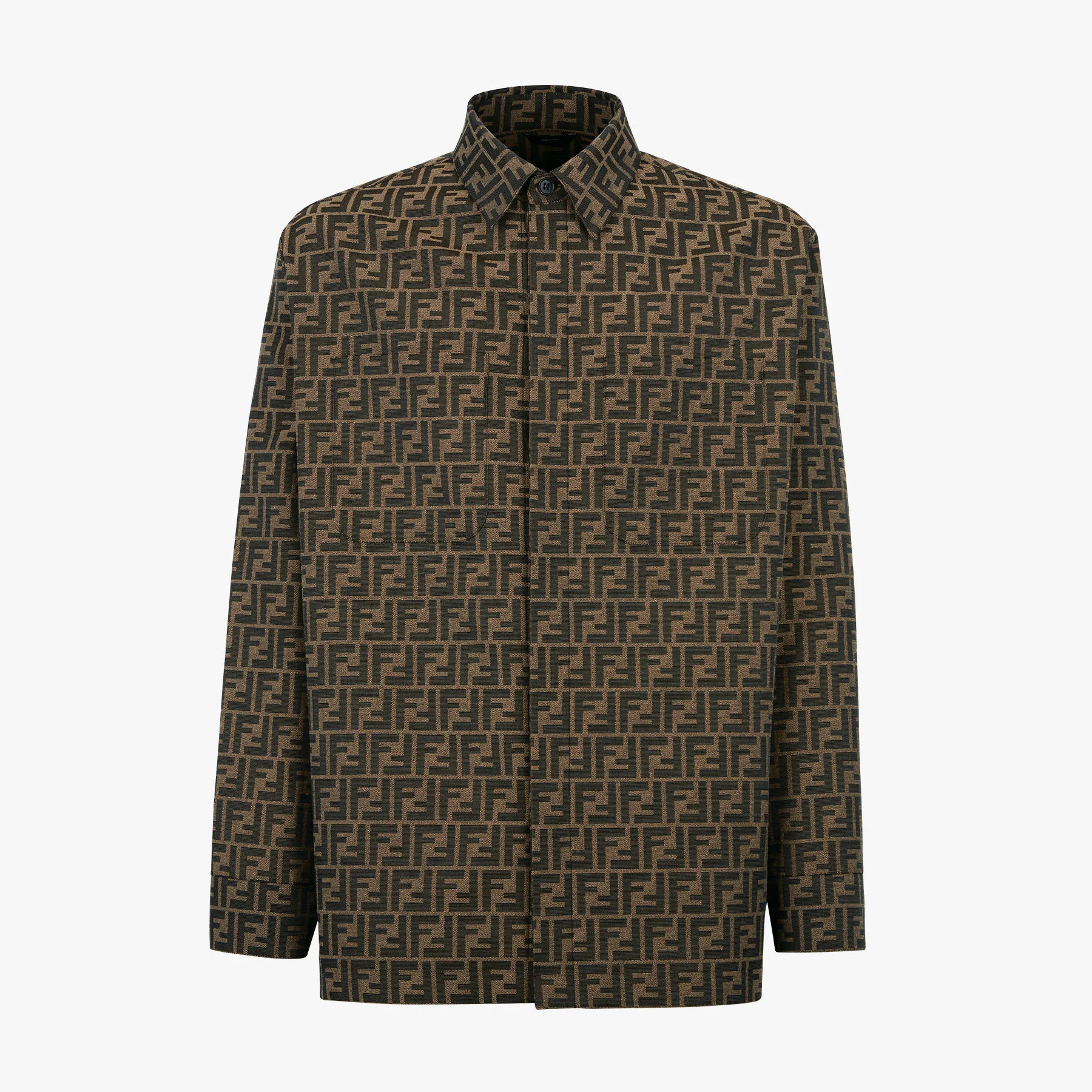 NIGO Fendi Men's Spring And Fall Logo Full Print Single Breasted Polo Collar Long Sleeve Shirt Jacket #nigo98564