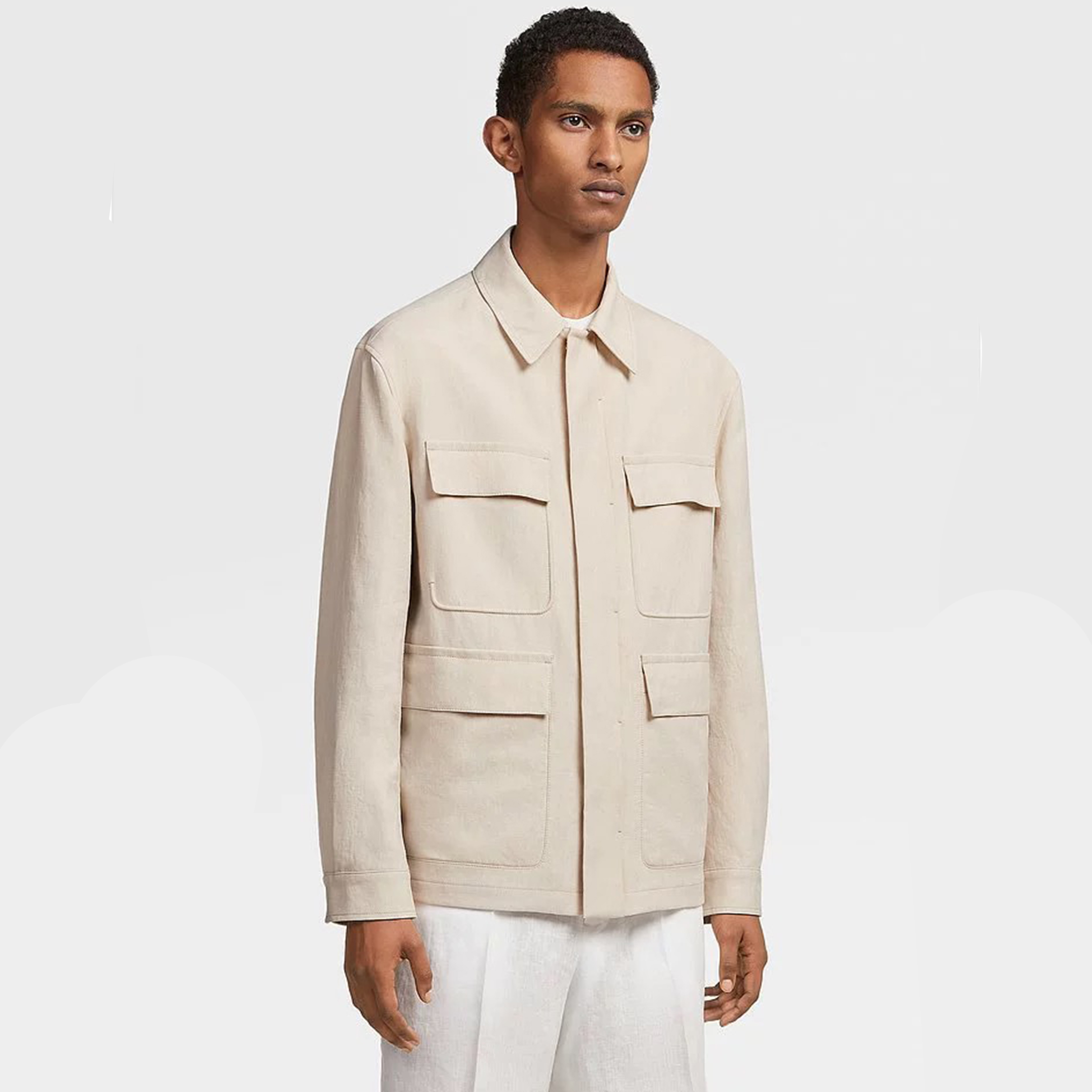 NIGO Ermenegildo Zegna Men's Spring And Fall Fashion Multi-pocket Cowhide Decoration Cotton And Linen Lapel Zipper Casual Jacket Jacket Ngvp #nigo7884