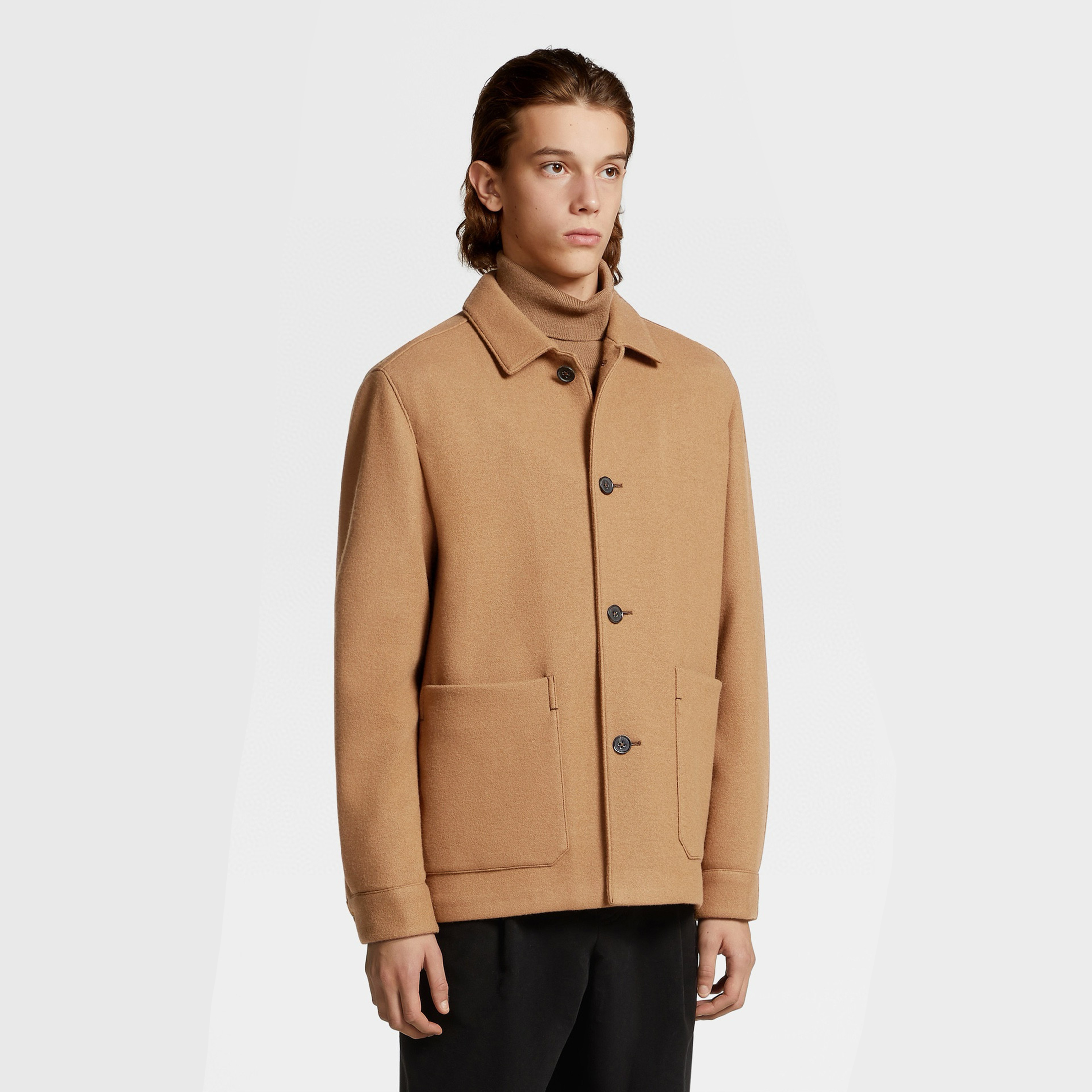 NIGO Ermenegildo Zegna Men's Spring And Fall Fashion Silhouette Handmade Double-sided Tweed Solid Color Casual Cashmere Coat Ngvp #nigo98584