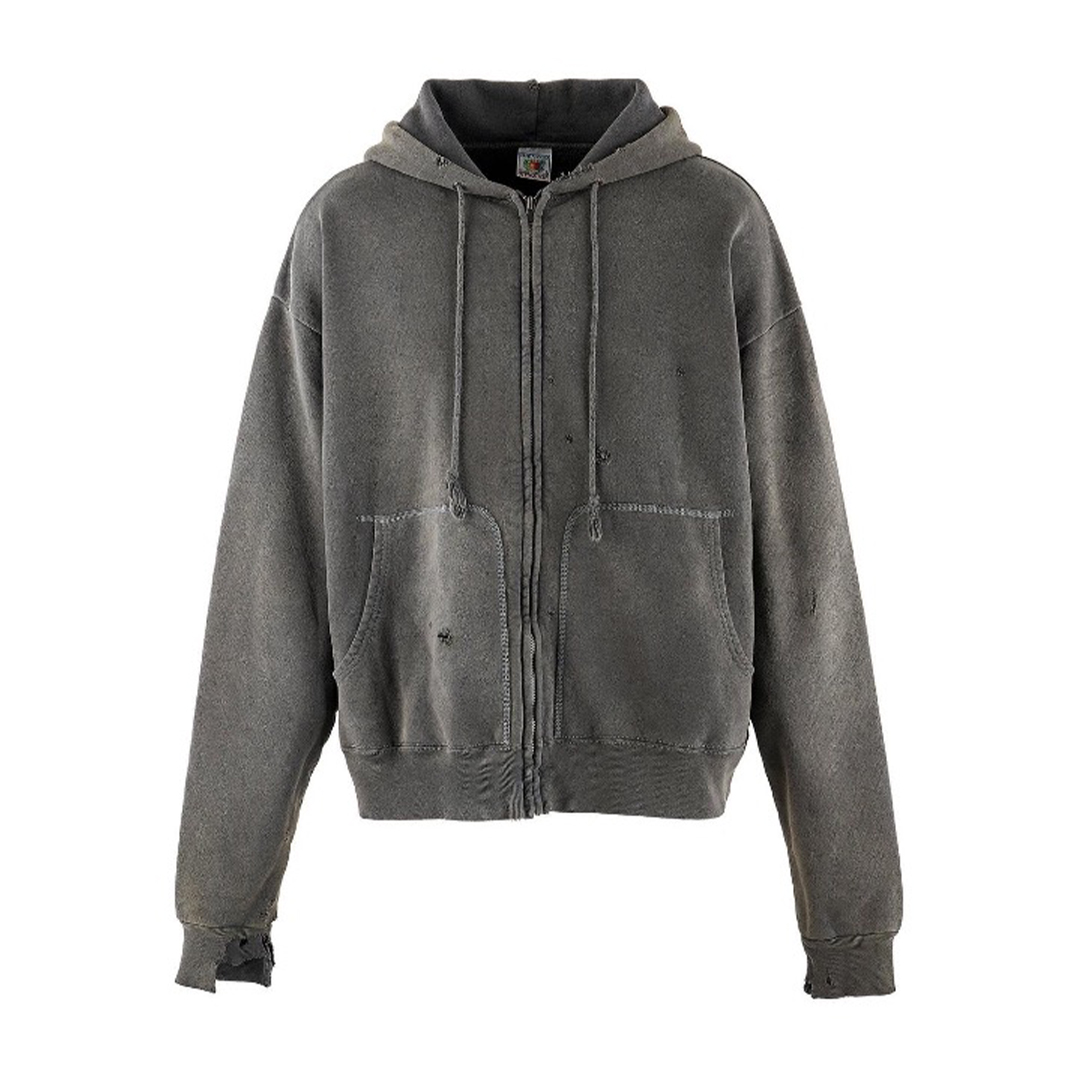 NIGO Saint Michael Men's Spring And Autumn Cotton Multi-Pocket Zipper Casual Long Sleeve Solid Color Destruction Washed Hooded Sweatshirt Ngvp #nigo7942