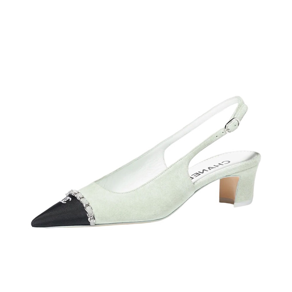 NIGO Chanel Women's Summer Suede Fabric Buckle Pointed Toe Chunky Root High Heels 4.5cm Shoes #nigo98588