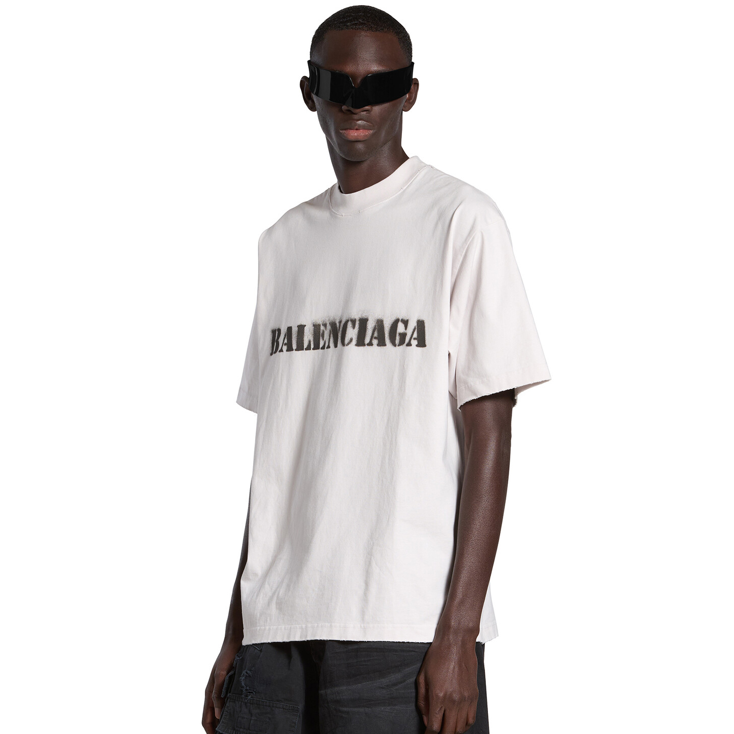 NIGO Balenciaga Stencil Type Men's Summer Solid Color Letter Round Neck Pullover Straight Loose Fit Short Sleeve T-Shirt #nigo98597