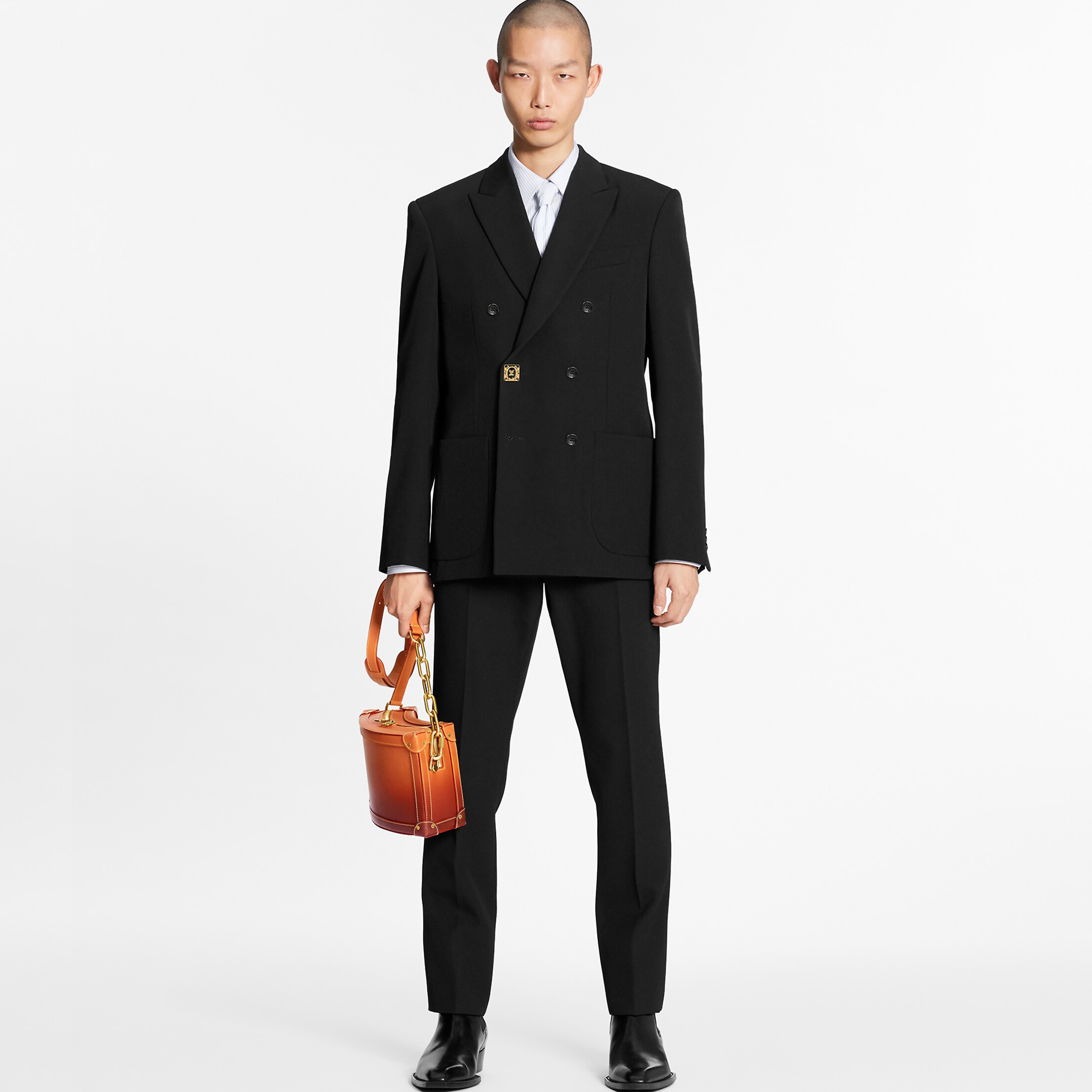 NIGO Louis Vuitton Men's Spring And Fall Black Wool Twill Double Breasted Blazer Jacket Casual Pants Suit Set #nigo98626
