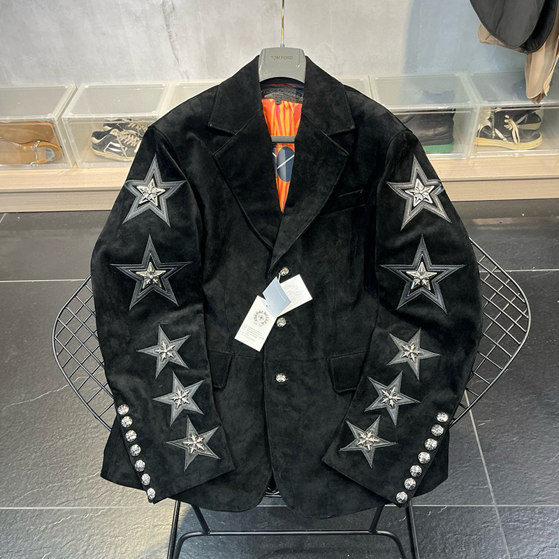 NIGO Chrome Hearts Men's Women's Spring and Autumn Fashion Temperament Trend Suede Suit Black Pentagram Casual Jacket Ngvp #nigo7936