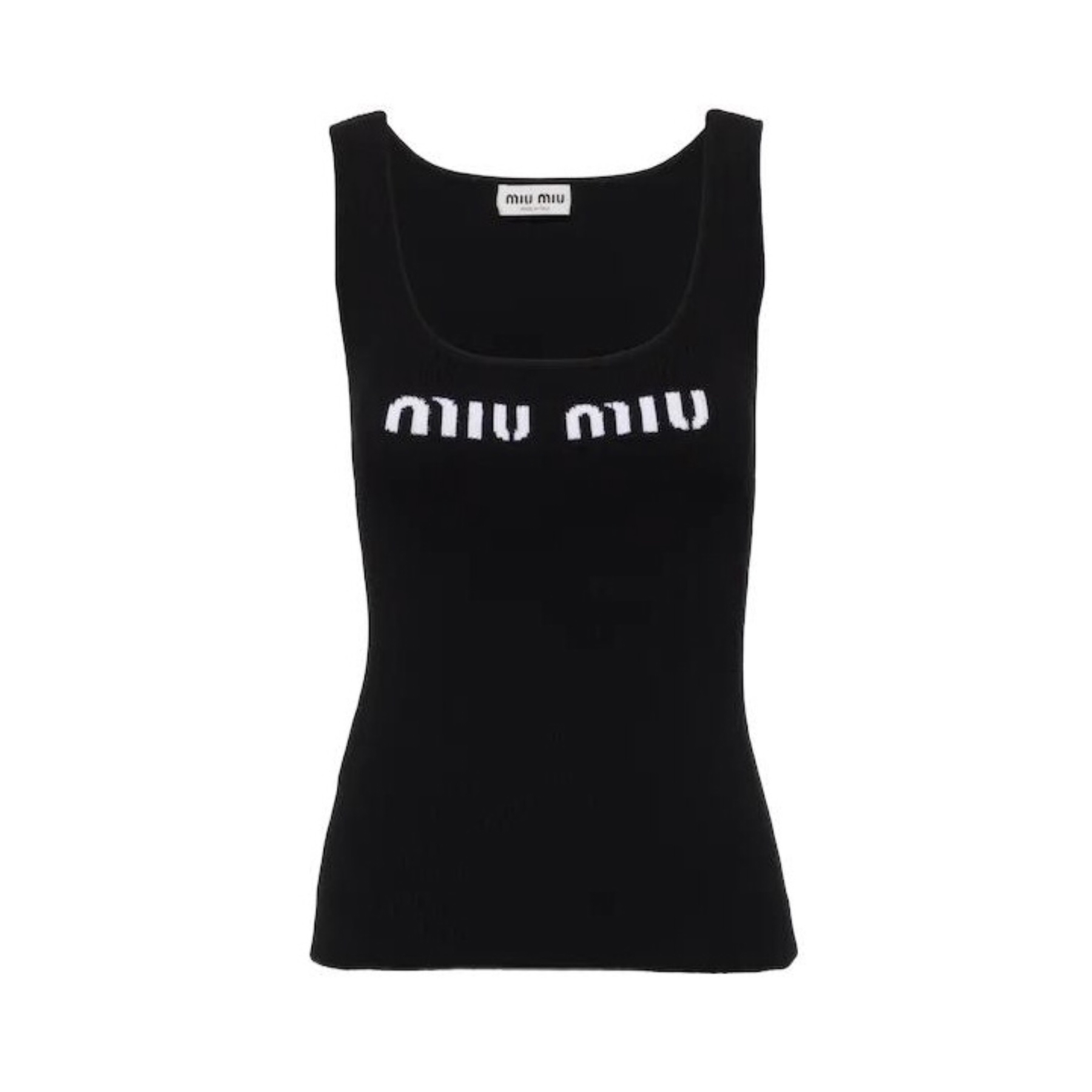 NIGO MiuMiu Women's Summer White Letter Logo Print Black Knit Camisole Tank Top Vest #nigo98645