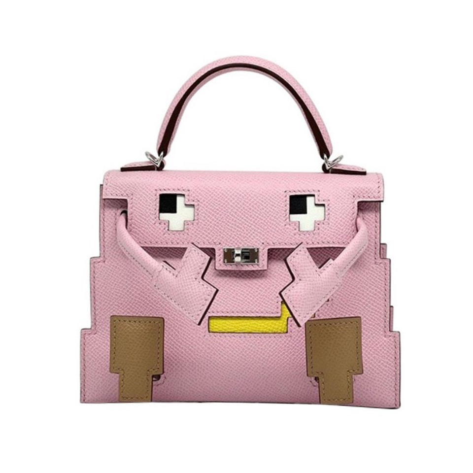 NIGO Hermes Women's Fashion Kelly Doll Mosaic Doll Silver Buckle Epsom Calf Leather Handbag Crossbody Bag #nigo98632