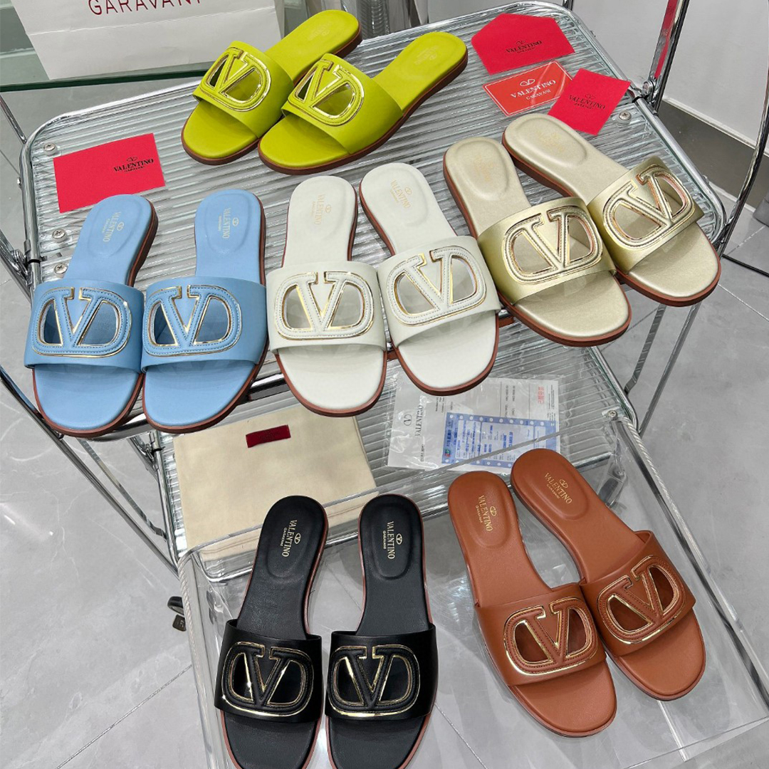 NIGO Valentino Women's Spring And Summer Logo Cowhide Slippers Multicolor Available Fashion Luxury High Sandals Casual Shoes #nigo98649