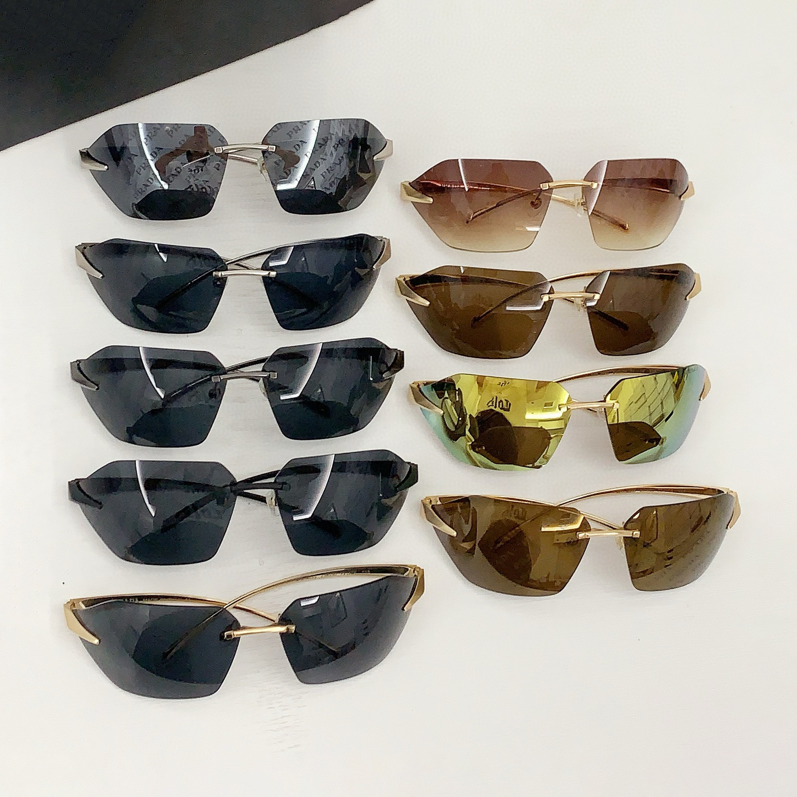 NIGO Prada Women's Logo Engraved Metal Irregular Shape Sunglasses Eyeglasses Glasses #nigo98655