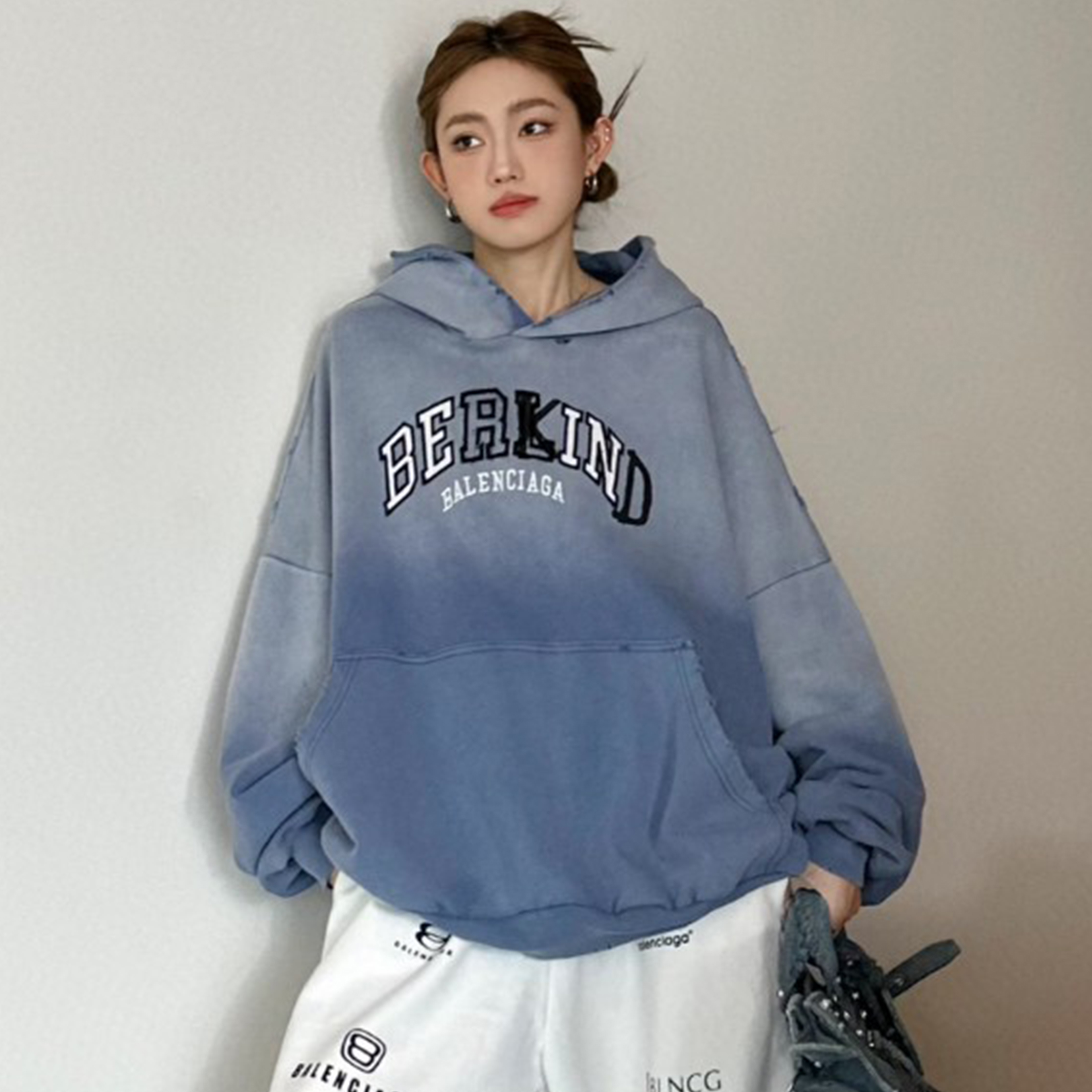 NIGO Balenciaga Men's Women's Spring And Autumn Printed Embroidery Silhouette Hooded Sweatshirt Vintage Casual Do-over Sweatshirt #nigo98661