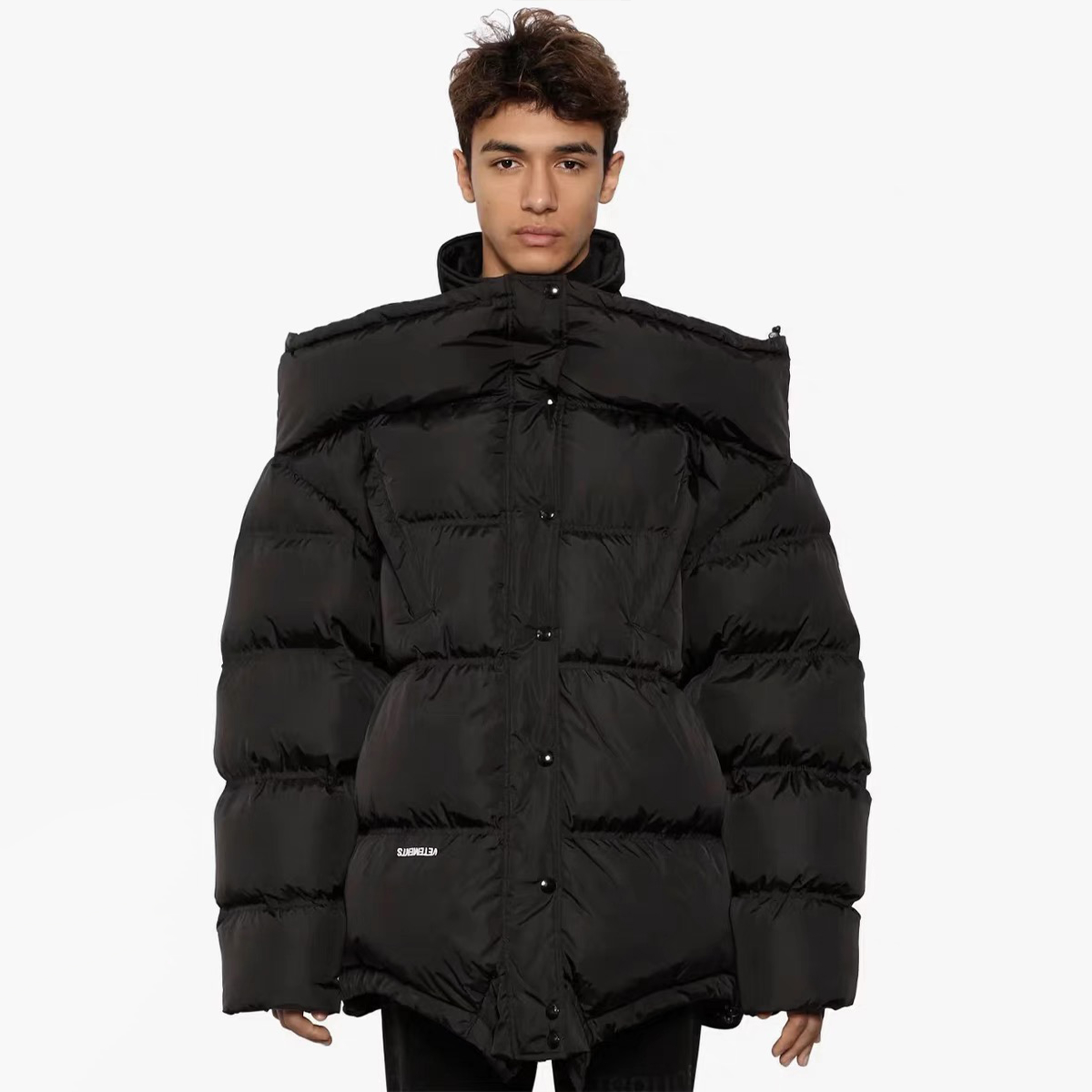 NIGO Vetements Men's Winter Letter Embroidery Fashion Black Loose Long Sleeve Down Cotton Coat Jacket Ngvp #nigo7956