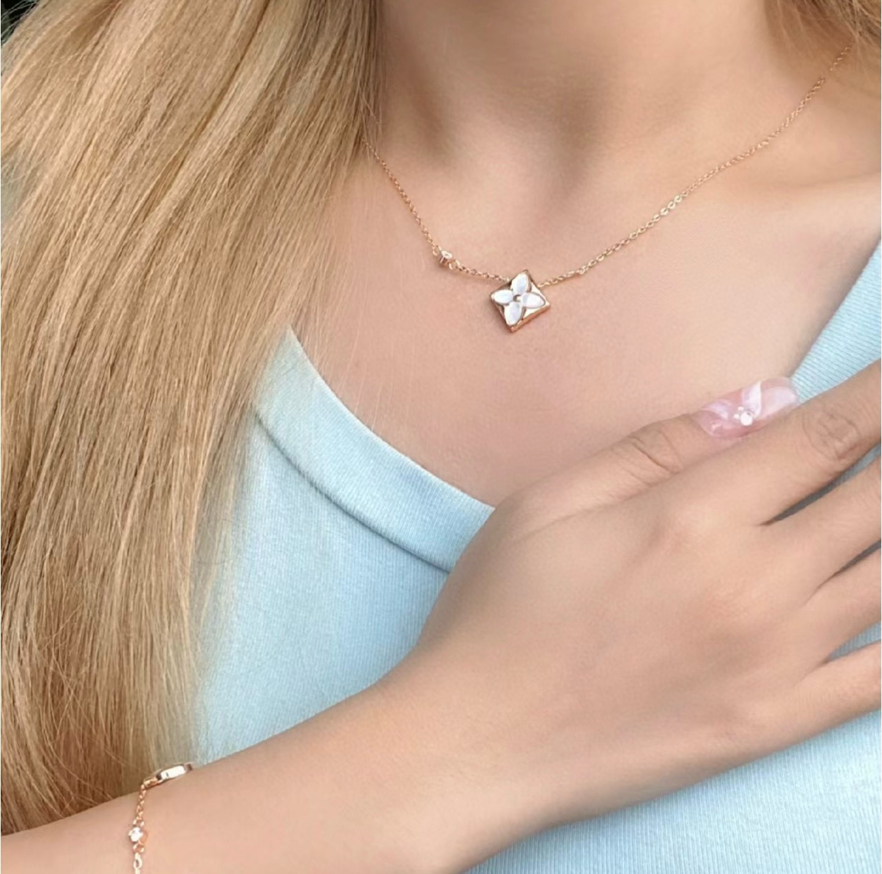 NIGO Louis Vuitton LV Color Blossom BB Floral Pendant Collarbone Chain Necklace Jewelry #nigo98659