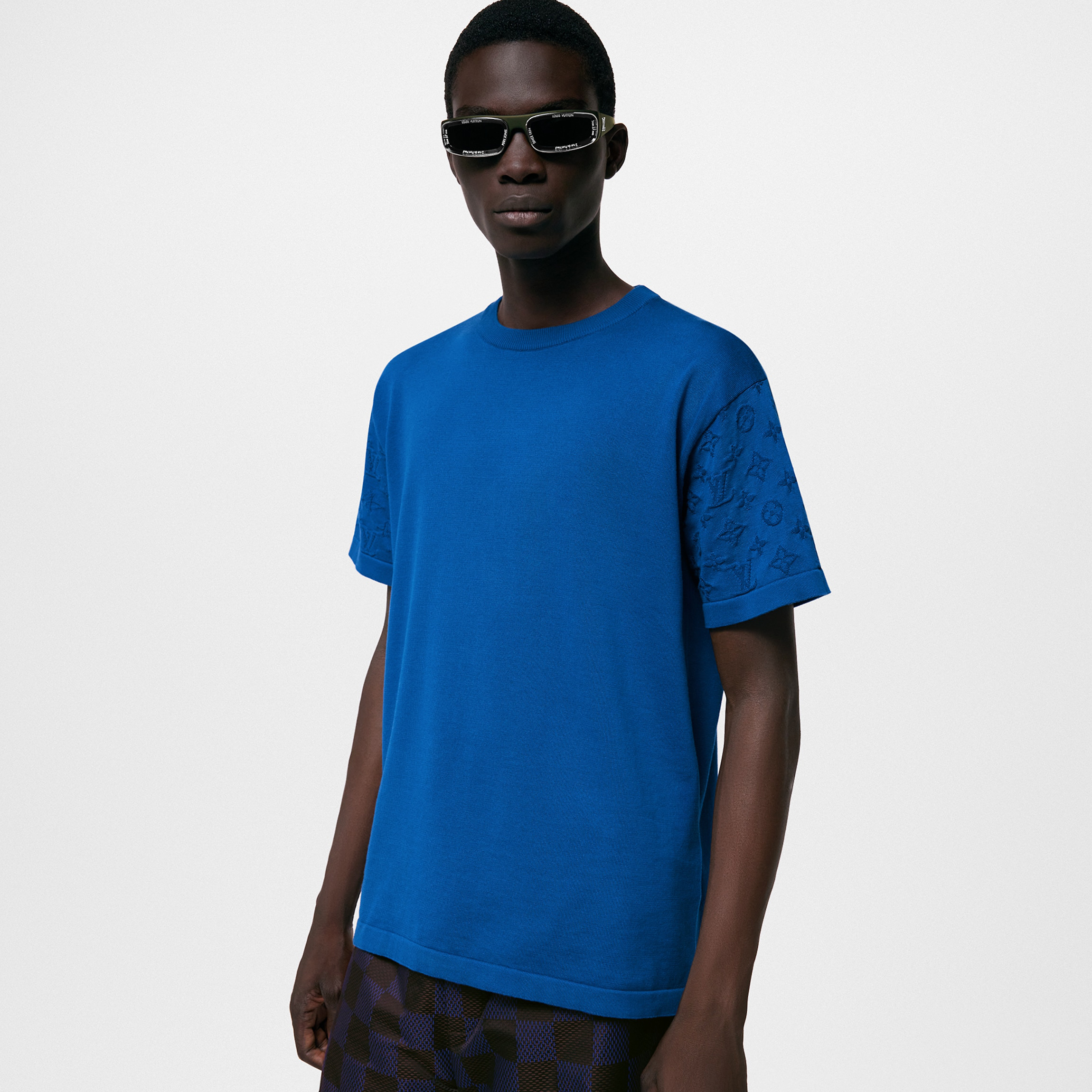 NIGO Louis Vuitton Men's Summer Blue Logo Jacquard Round Neck Cotton Short Sleeve T-Shirt #nigo98663