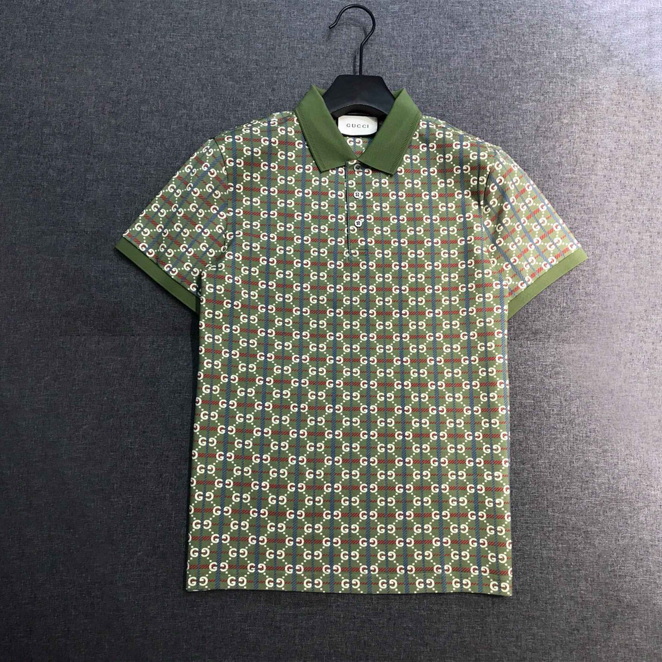 NIGO Gucci Men's Summer Fashion Lapel Letter Full Print Short Sleeve Fitted Polo Shirt #nigo98673