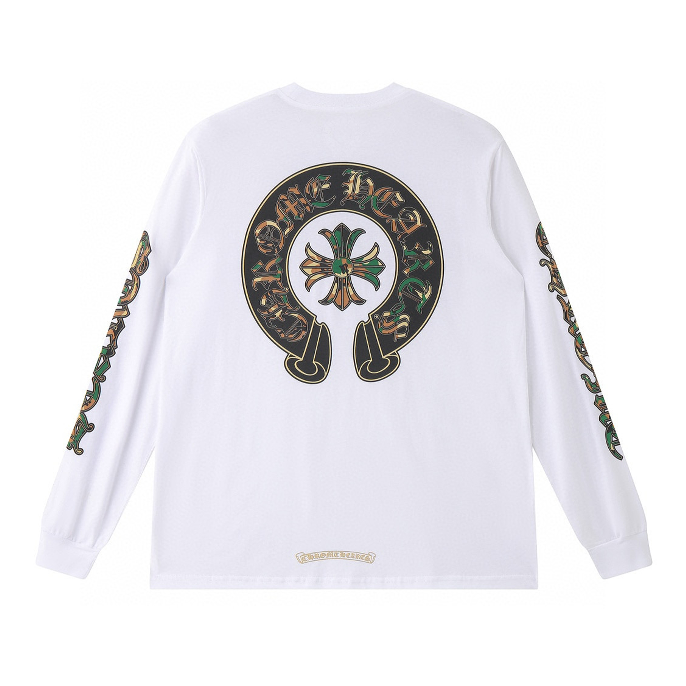 NIGO Chrome Hearts Men's Spring, Summer And Fall Logo Print Casual Round Neck White Fitted Straight Long Sleeve Short Sleeve T-Shirt #nigo98695