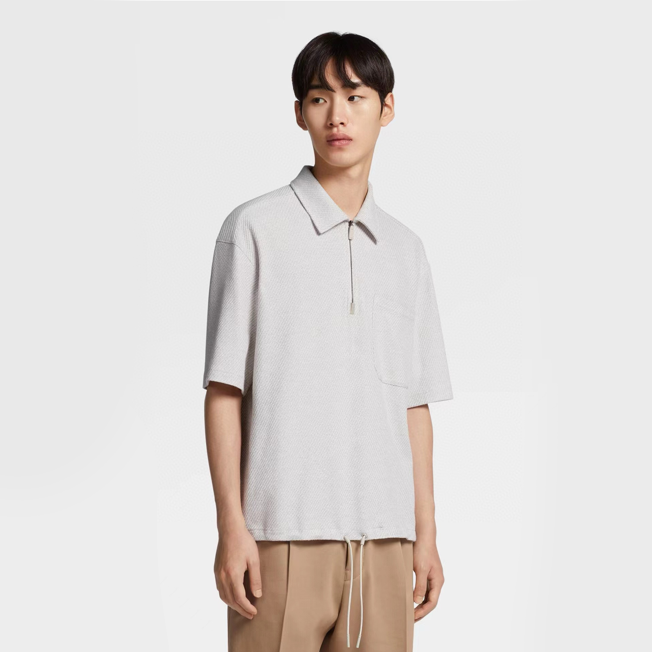 NIGO Ermenegildo Zegna Men's Spring And Summer Fashion Trend Solid Color Loose Casual Polo Shirt Lapel Zipper Temperament T-shirt Ngvp #nigo7965