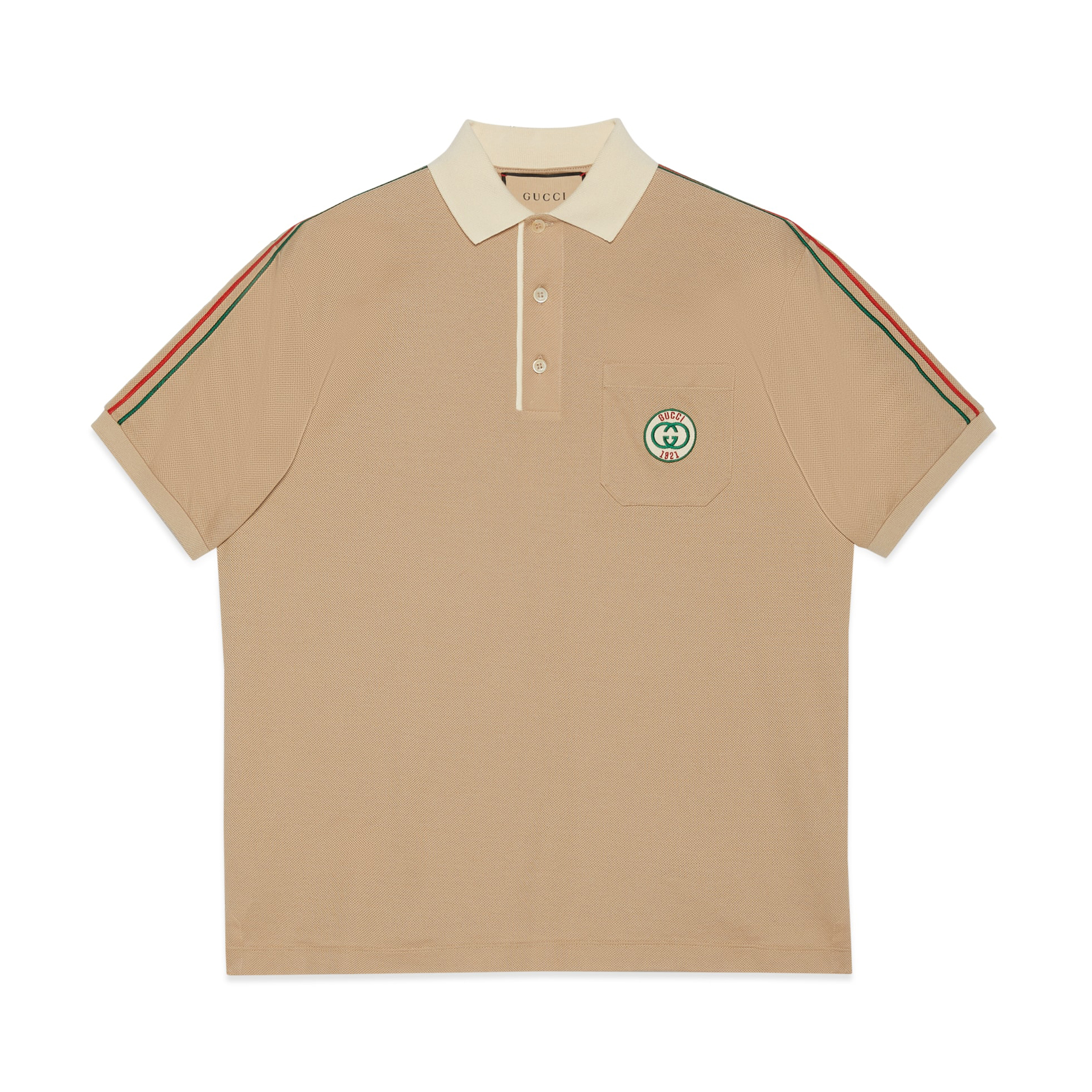 NIGO Gucci Men's Summer Khaki Striped Trim Cotton Polo Neck Short Sleeve T-Shirt #nigo98683