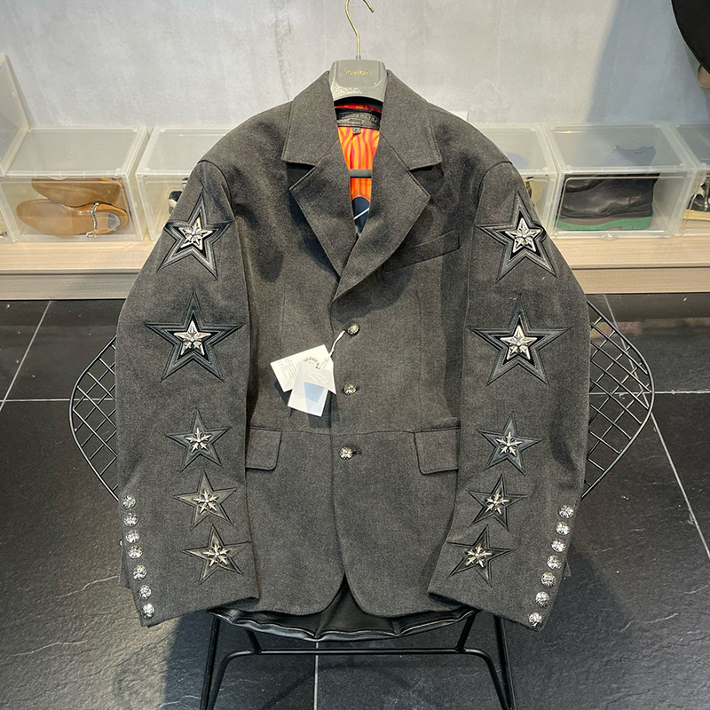 NIGO Chrome Hearts Men's Women's Spring and Autumn Fashion Temperament Trend Suede Suit Black Pentagram Casual Jacket Ngvp #nigo7936