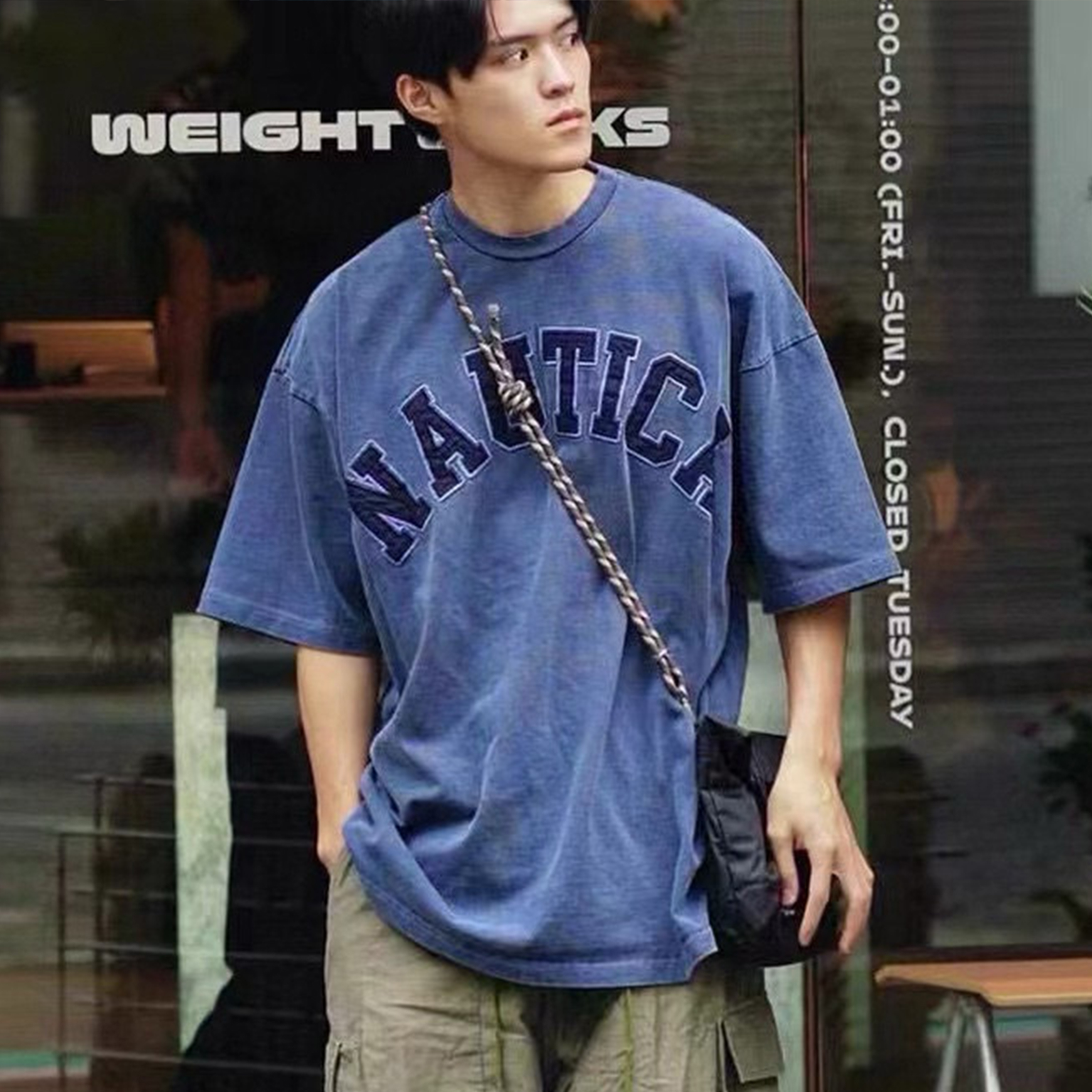 NIGO Nautica Japan Men's Women's Spring And Summer Washed And Aged Solid Color Letter Fashion Loose Casual Short Sleeve T-shirt Ngvp #nigo7967