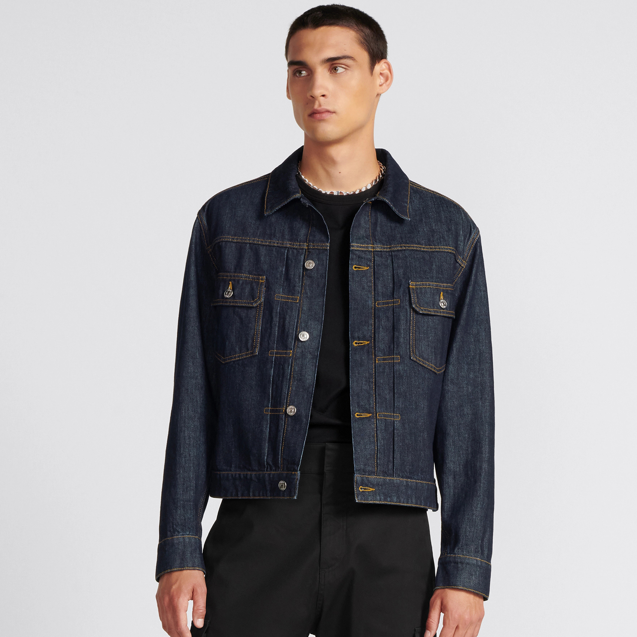 NIGO Dior Men's Spring And Fall Short Navy Blue Cotton Twill Casual Zipper Single-Breasted MKII Denim Jacket #nigo98715