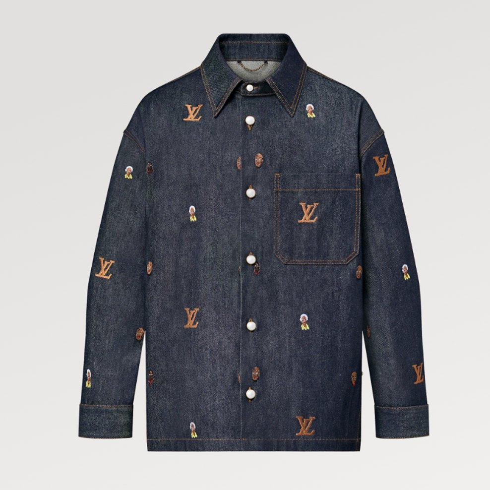 NIGO Louis Vuitton Men's Spring & Autumn Monogrammed Embroidered Single Breasted Lapel Loose Denim Jacket Style Shirt #nigo98713