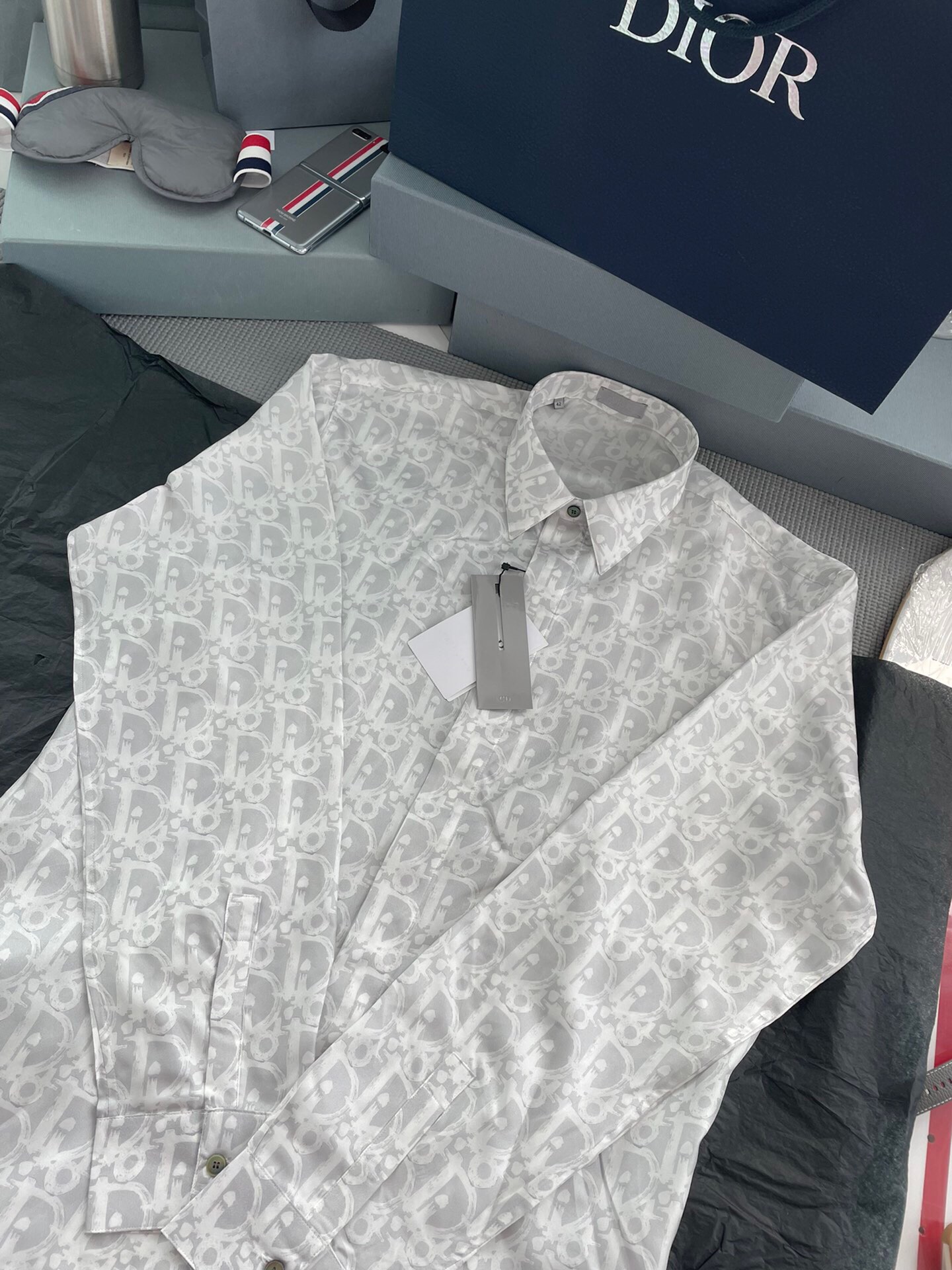 NIGO Dior Men's Spring And Summer Fashion Temperament Logo Printed Silk Shirt Comfortable Single-breasted Shirt #nigo98722