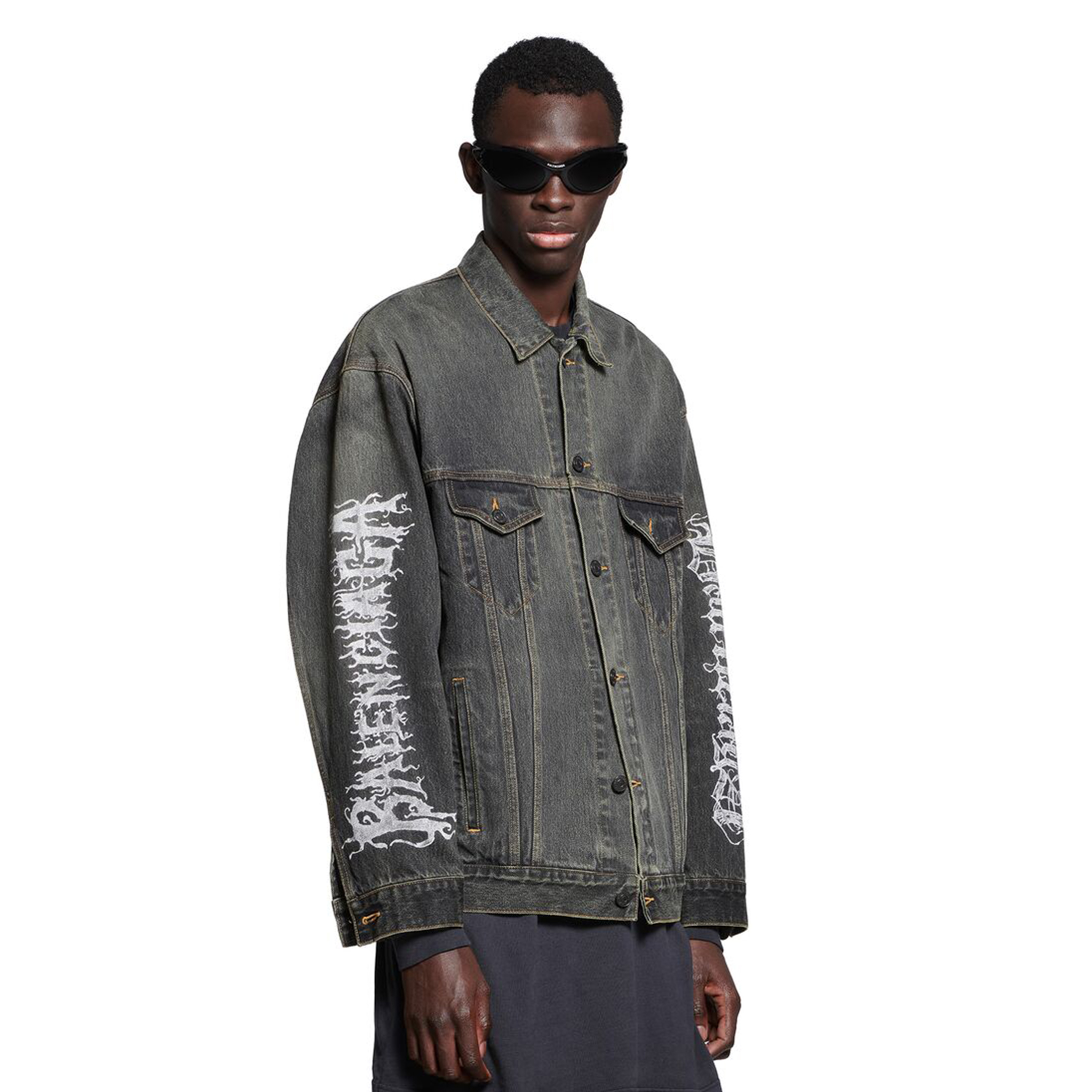 NIGO Balenciaga Men's Spring And Autumn Cotton Denim Printed Washed Vintage Denim Jacket Lapel Casual Jacket #nigo98719