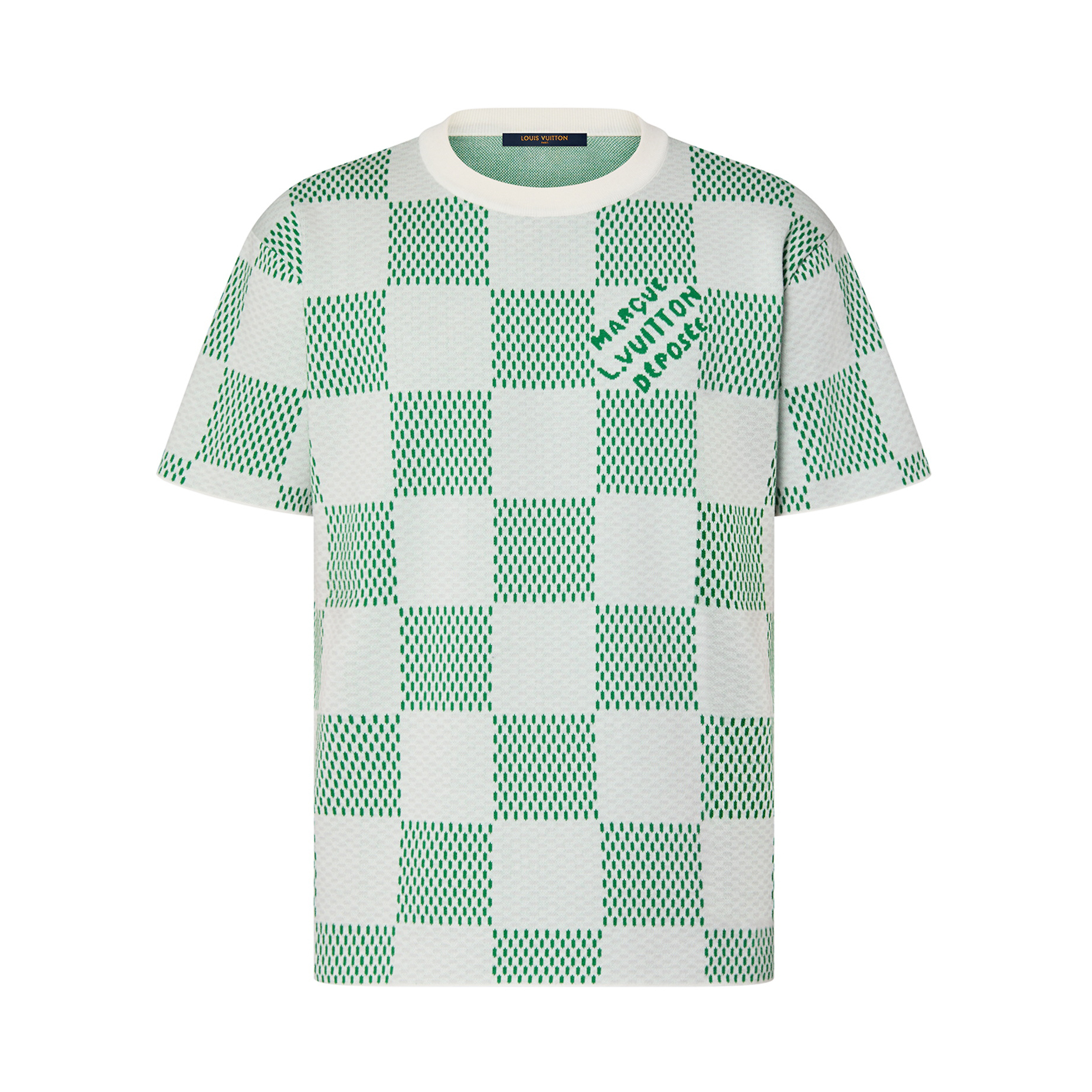 NIGO Louis Vuitton Men's Summer White Green Plaid Pattern Round Neck Cotton Short Sleeve T-Shirt #nigo98739