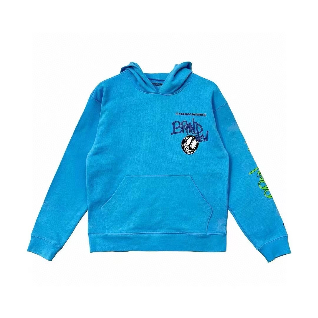 NIGO Chrome Hearts Men's Women's Spring And Summer Fashion Letter Graffiti Blue Casual Loose Hooded Sweatshirt #nigo98725