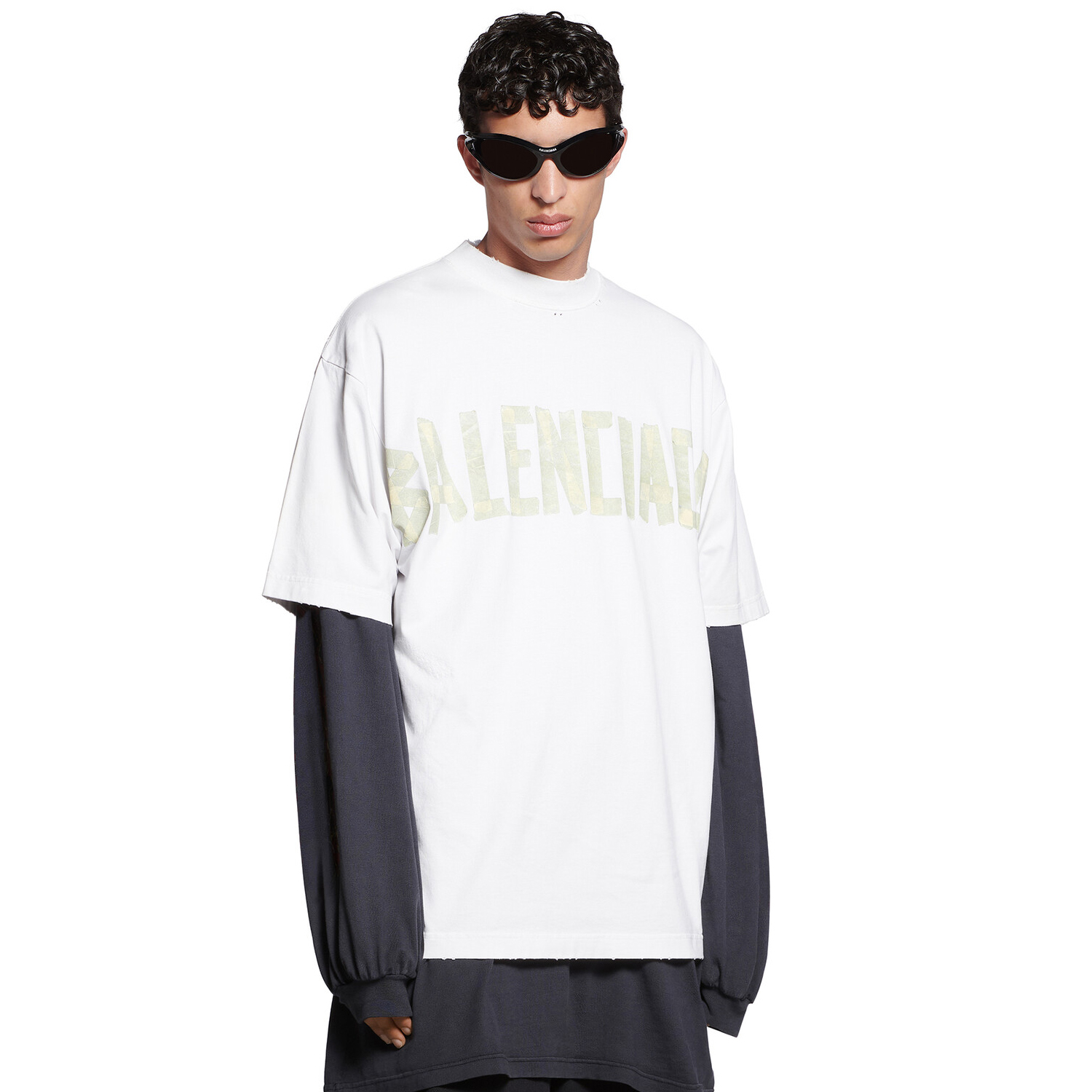 NIGO Balenciaga Men's and Women's Tape Type T-Shirt Medium Fit In Faded Letter Print Round Neck Loose Fit Short Sleeve T-Shirt #nigo98738