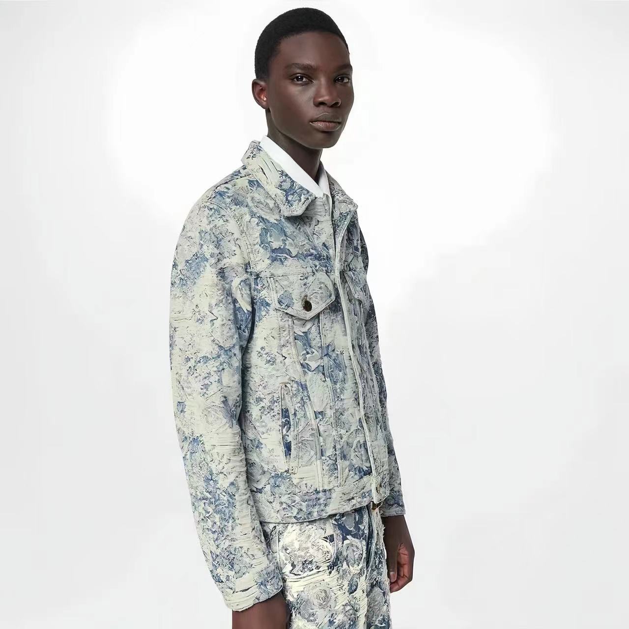NIGO Louis Vuitton Men's Women's Spring And Autumn Cotton Denim Jacquard Embroidered Flower Denim Jacket Lapel Casual Jacket Ngvp #nigo6531
