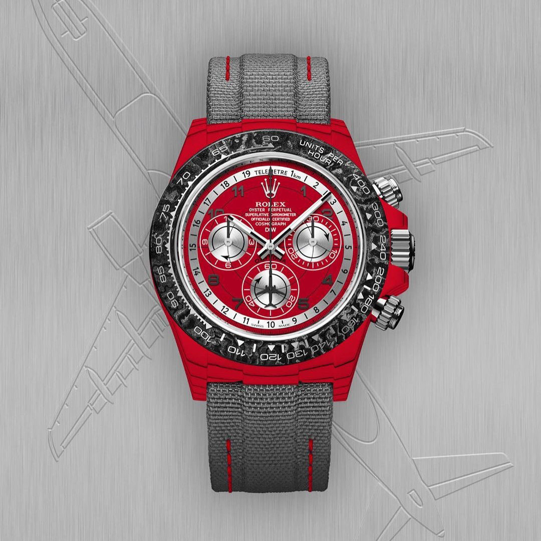 NIGO Rolex Men's Red and Black Modified Carbon Fiber Daytona Mechanical Watch #nigo98777