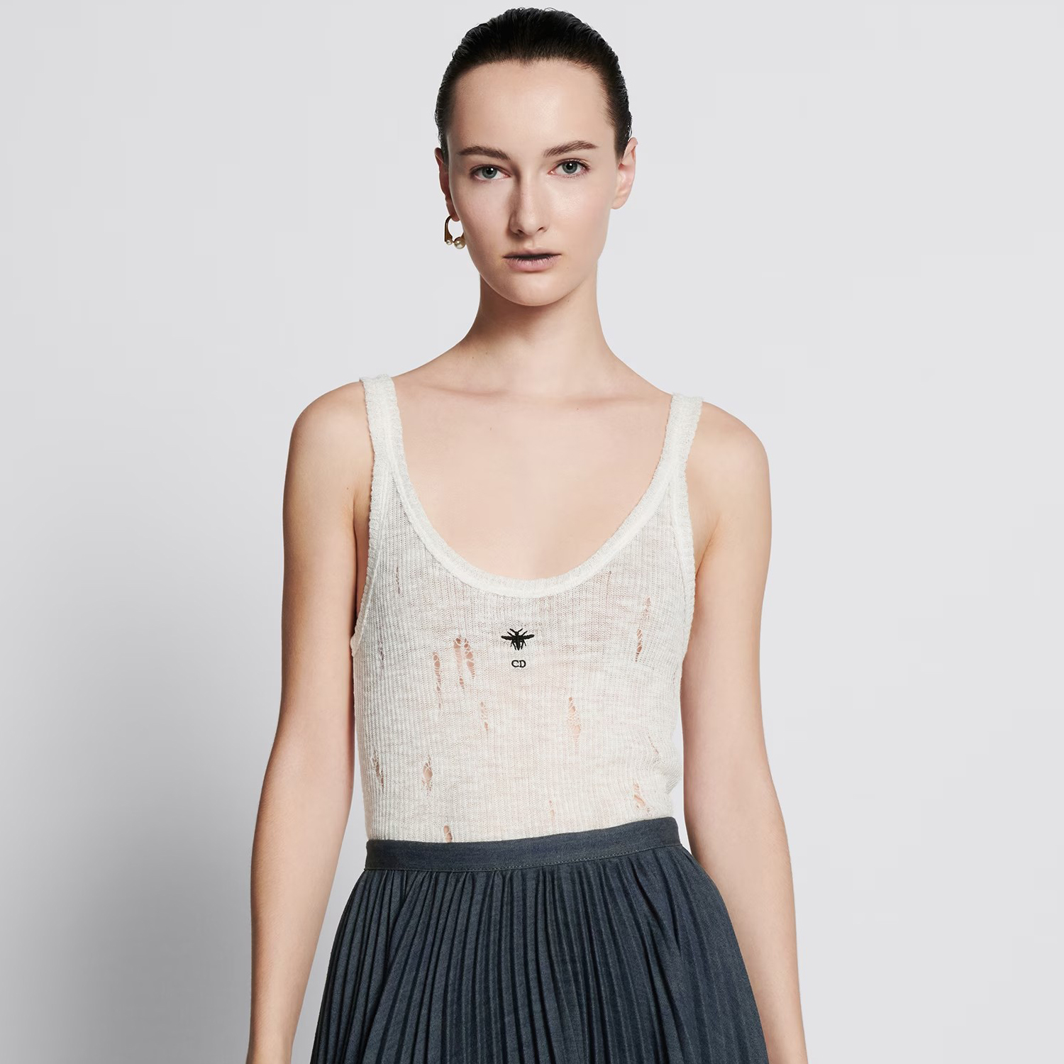 NIGO Dior Women's Summer Solid Color Logo Embroidery Hollow Out Fine Sister Tank Top #nigo98773