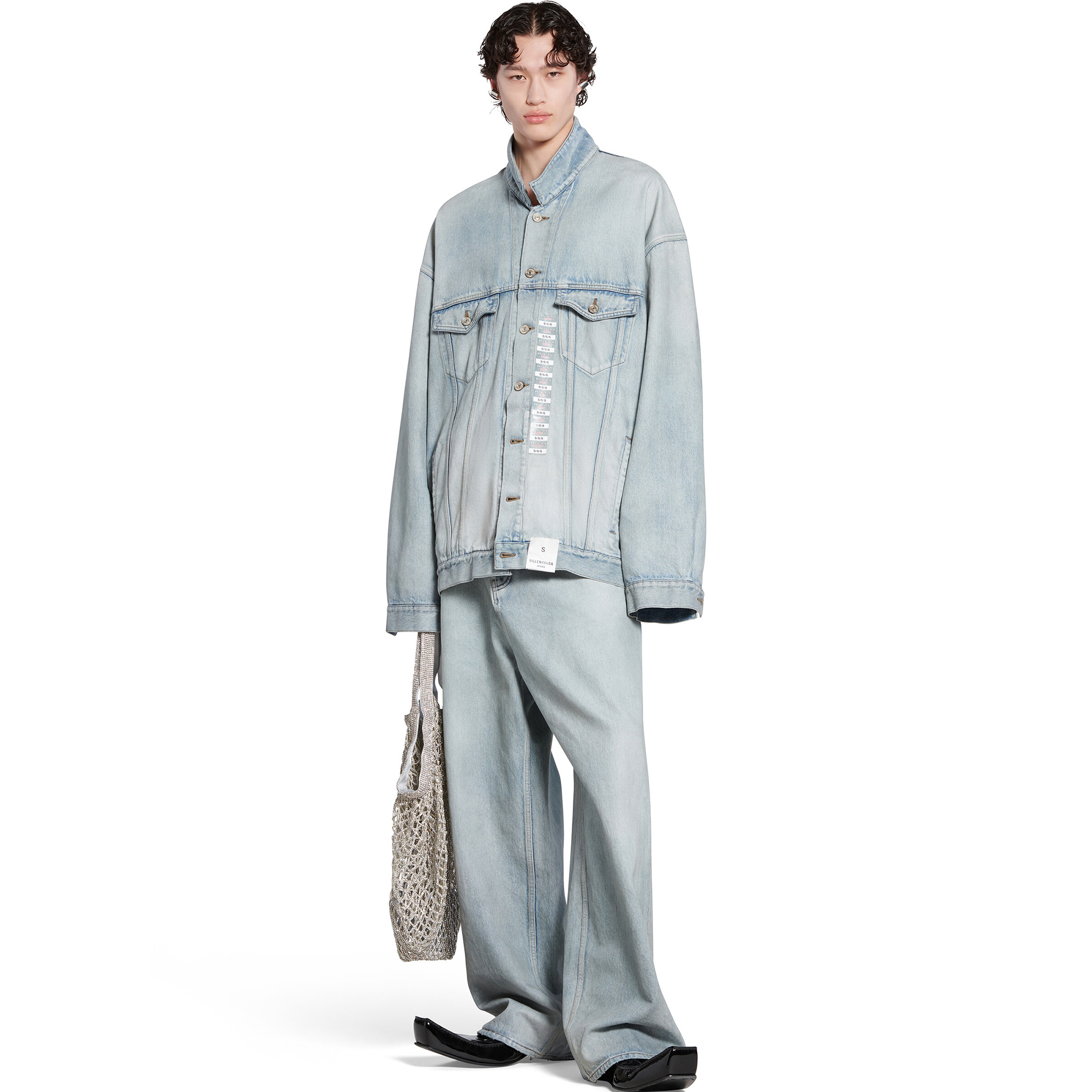 NIGO Denim Size Sticker Baggy Balenciaga Men's And Women's Spring And Fall Washed Single Breasted Loose Fit Denim Jacket Jeans Pants Suit Set #nigo98772