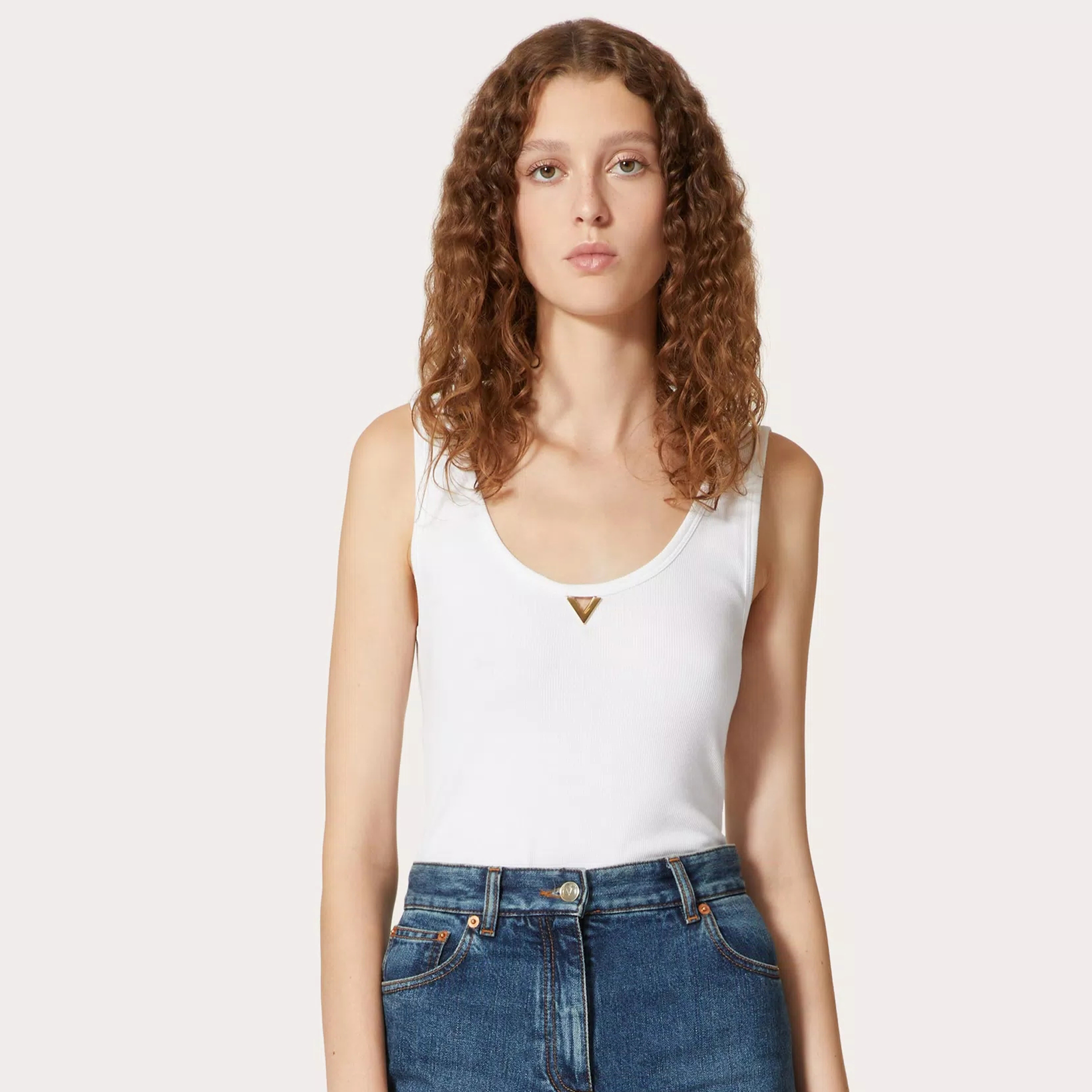 NIGO Valentino Women's Summer Solid Color Round Neck Slim Ribbed Cotton Sleeveless Tank Top Ngvp #nigo7987