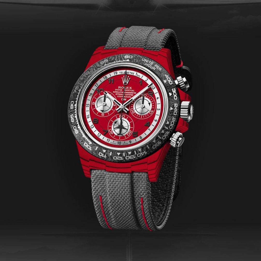 NIGO Rolex Men's Red and Black Modified Carbon Fiber Daytona Mechanical Watch #nigo98777