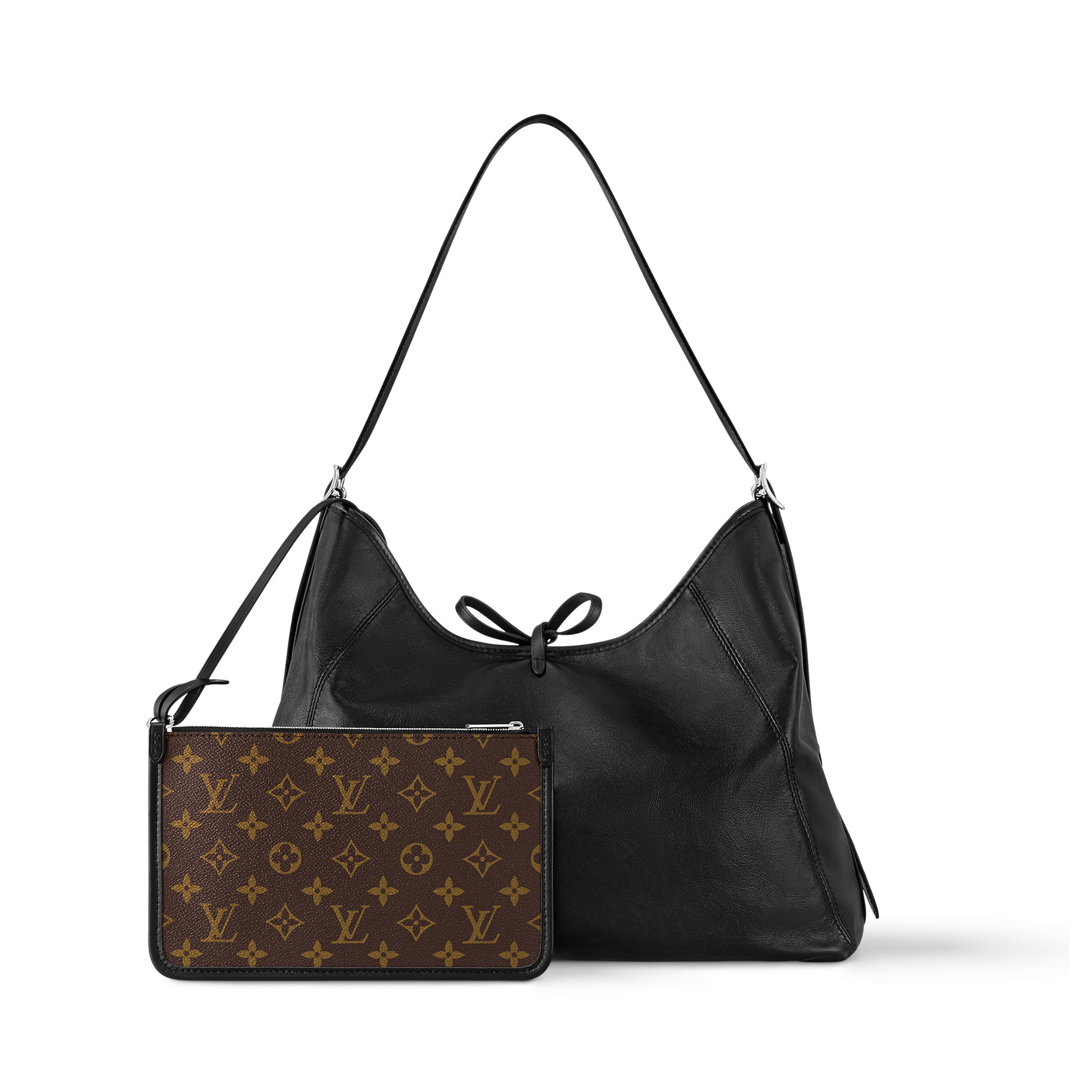 NIGO Louis Vuitton Women's Black Letter Logo Detachable Adjustable Shoulder Strap Lambskin Tote Handbag Shoulder Bag Bags #nigo98792