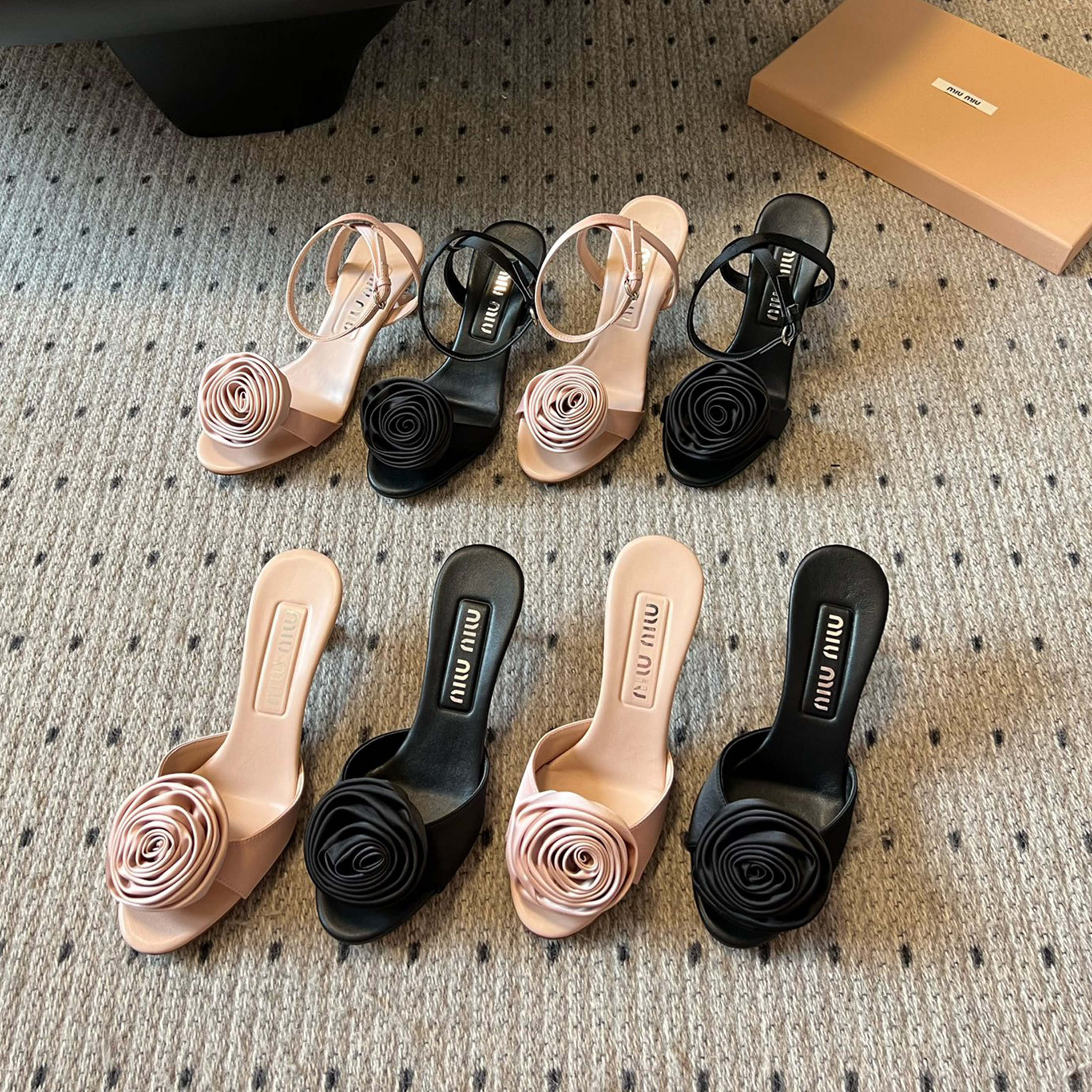 NIGO MiuMiu Women's Spring And Summer Fashion Temperament Flowers Silk High Heels Rose Single Shoes Ngvp #nigo7979