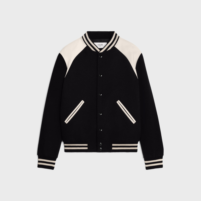 NIGO Celine Men's Autumn And Winter Black And White Color Blocking Stripe Single Breasted Leather Jacket Casual Baseball Clothing Ngvp #nigo7978