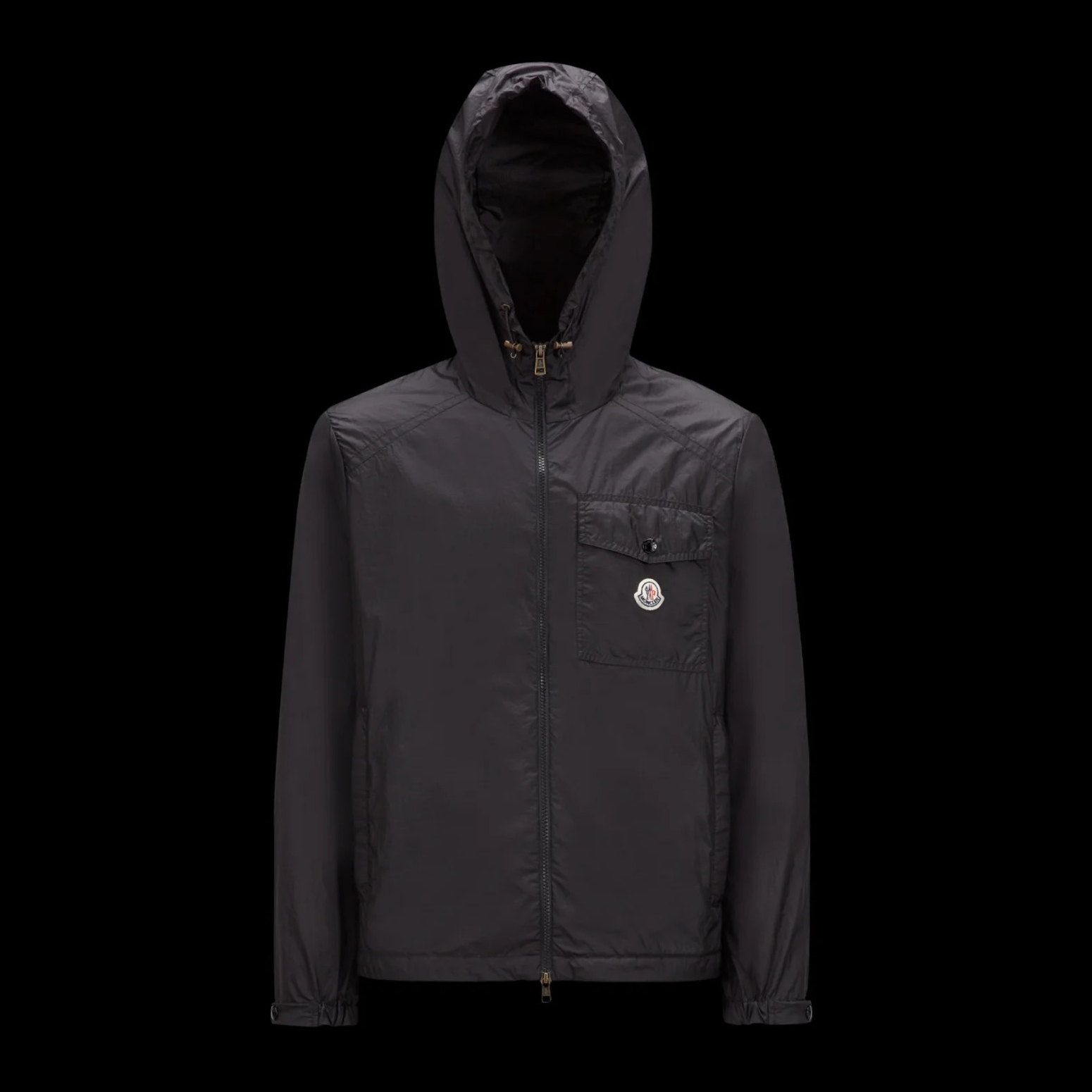 Nigo Moncler Men's Spring and Fall Black Logo Patch Straight Long Sleeve Zipper Hooded Lightweight Jacket #nigo98779