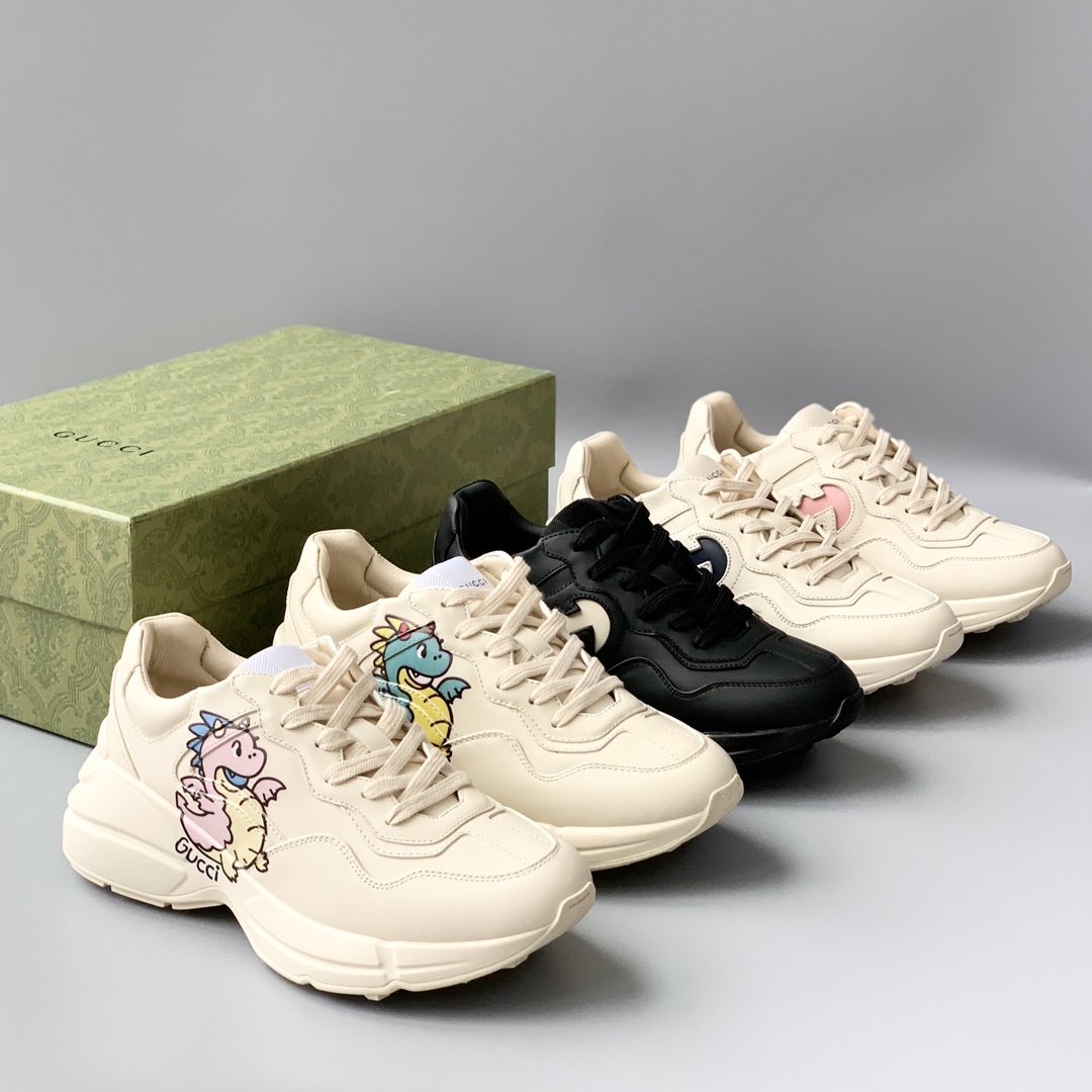 NIGO Gucci Men's And Women's Cartoon Pattern Cowhide Lace Up Low Top Sneakers Shoes #nigo98811