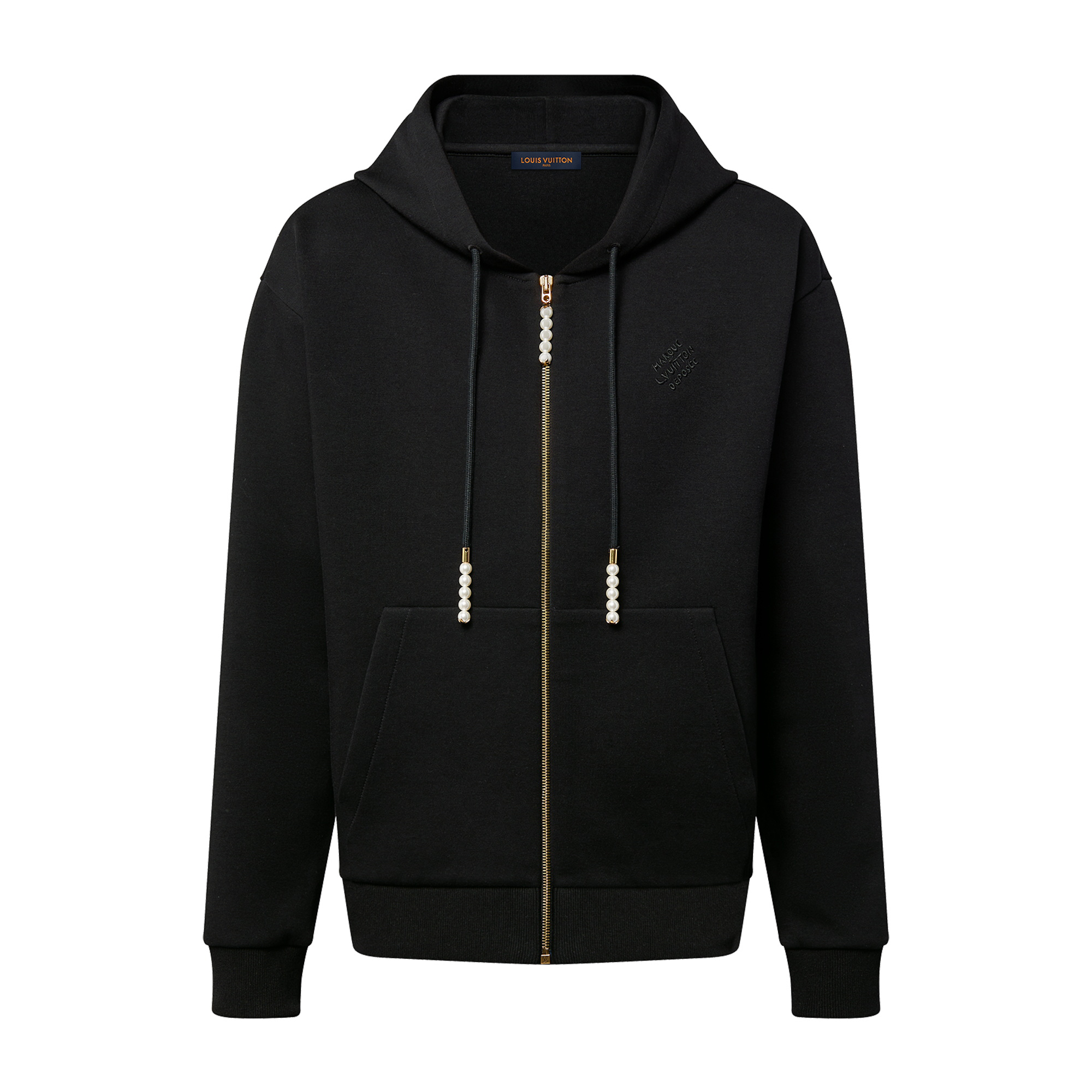 NIGO Louis Vuitton Men's Spring and Fall Pearl Pendant Black Embroidery Knit Zipper Hooded Jacket #nigo98798