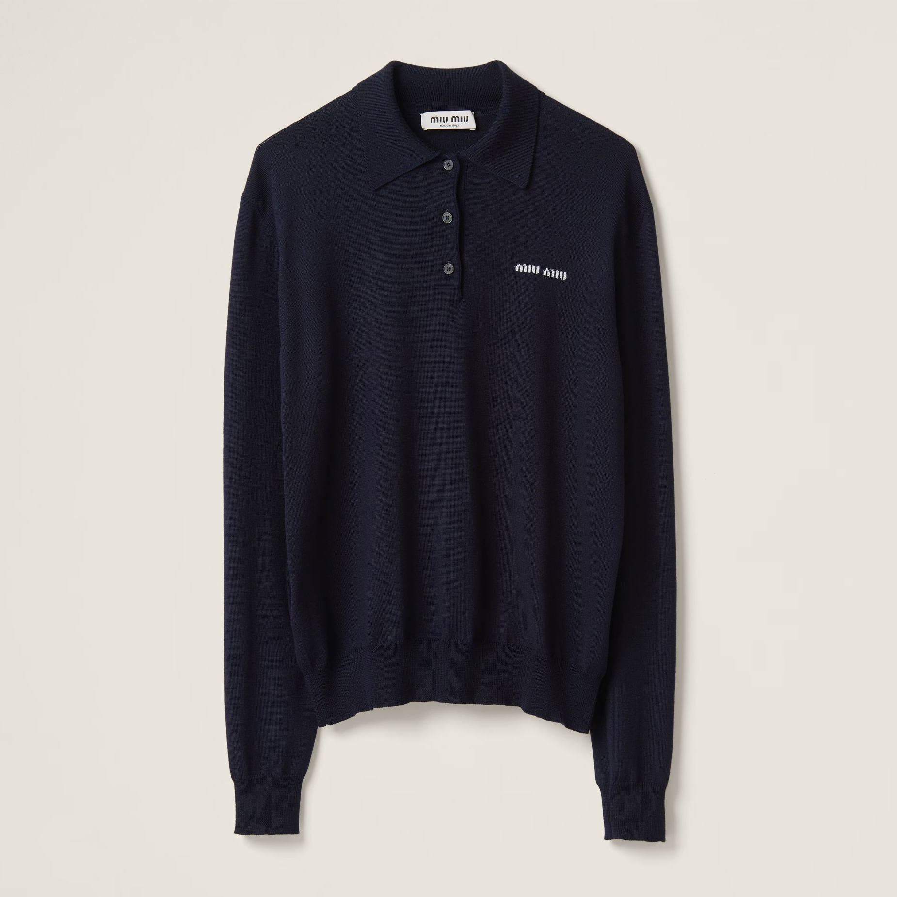 NIGO MiuMiu Women's Spring and Autumn Letter Logo Pattern Polo Neck Wool Long Sleeve Sweater Top #nigo98832