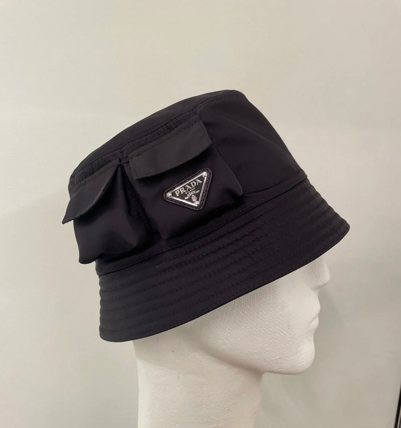 NIGO Prada Men's Black Small Pocket Nylon Triangle Label Fisherman's Hat Cap #nigo98828