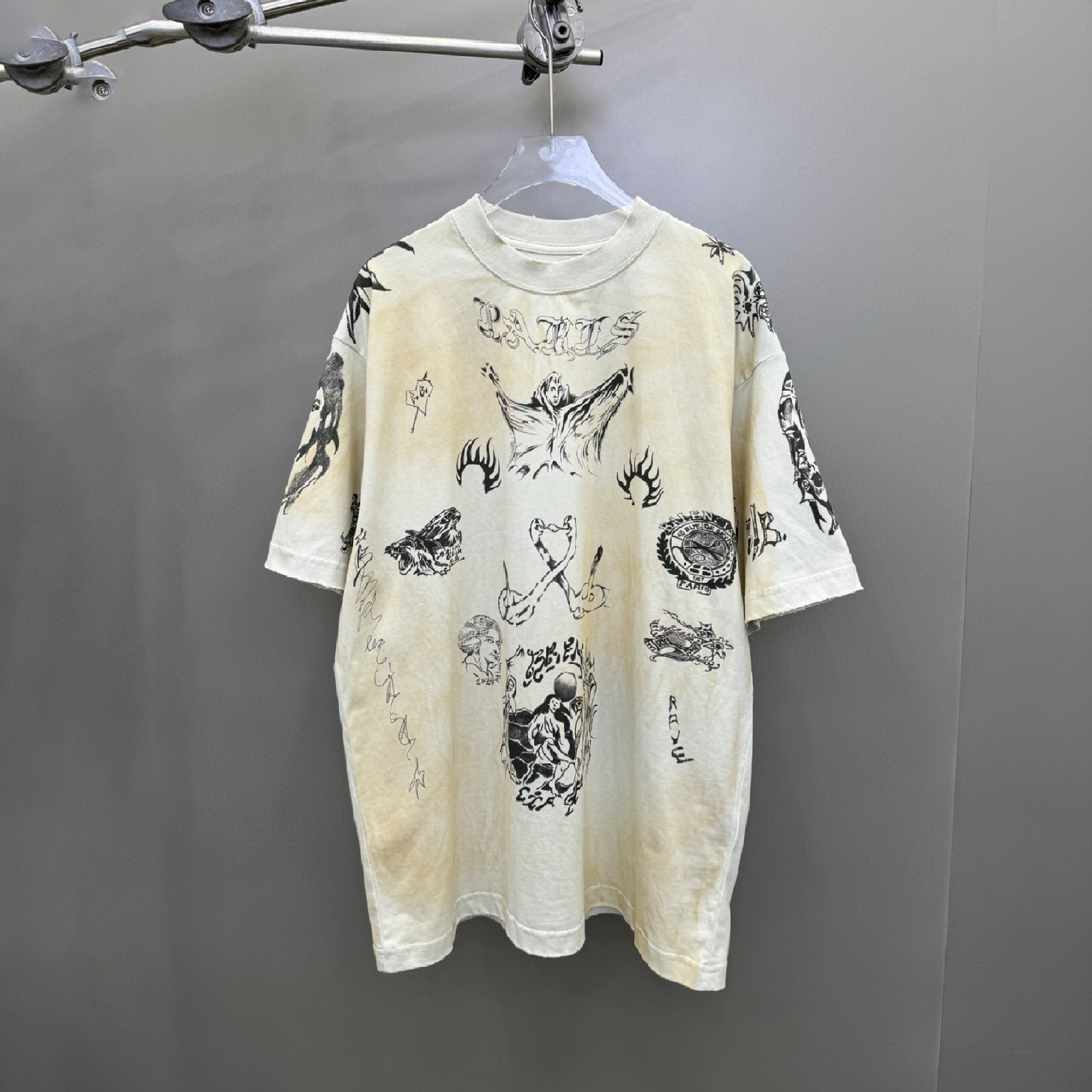 NIGO Balenciaga Men's Women's Spring And Summer Trend High Street Retro Old Graffiti Round Neck Short Sleeve Casual T-shirt Ngvp #nigo8119