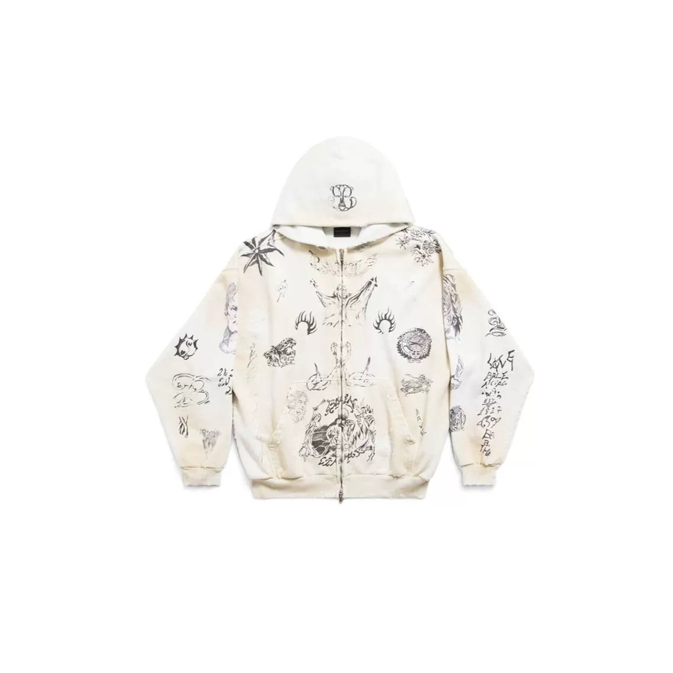 NIGO Balenciaga Men's Women's Spring And Summer Trend High Street Retro Old Graffiti Zipper Hooded Sweatshirt Casual Shorts Set Ngvp #nigo8118